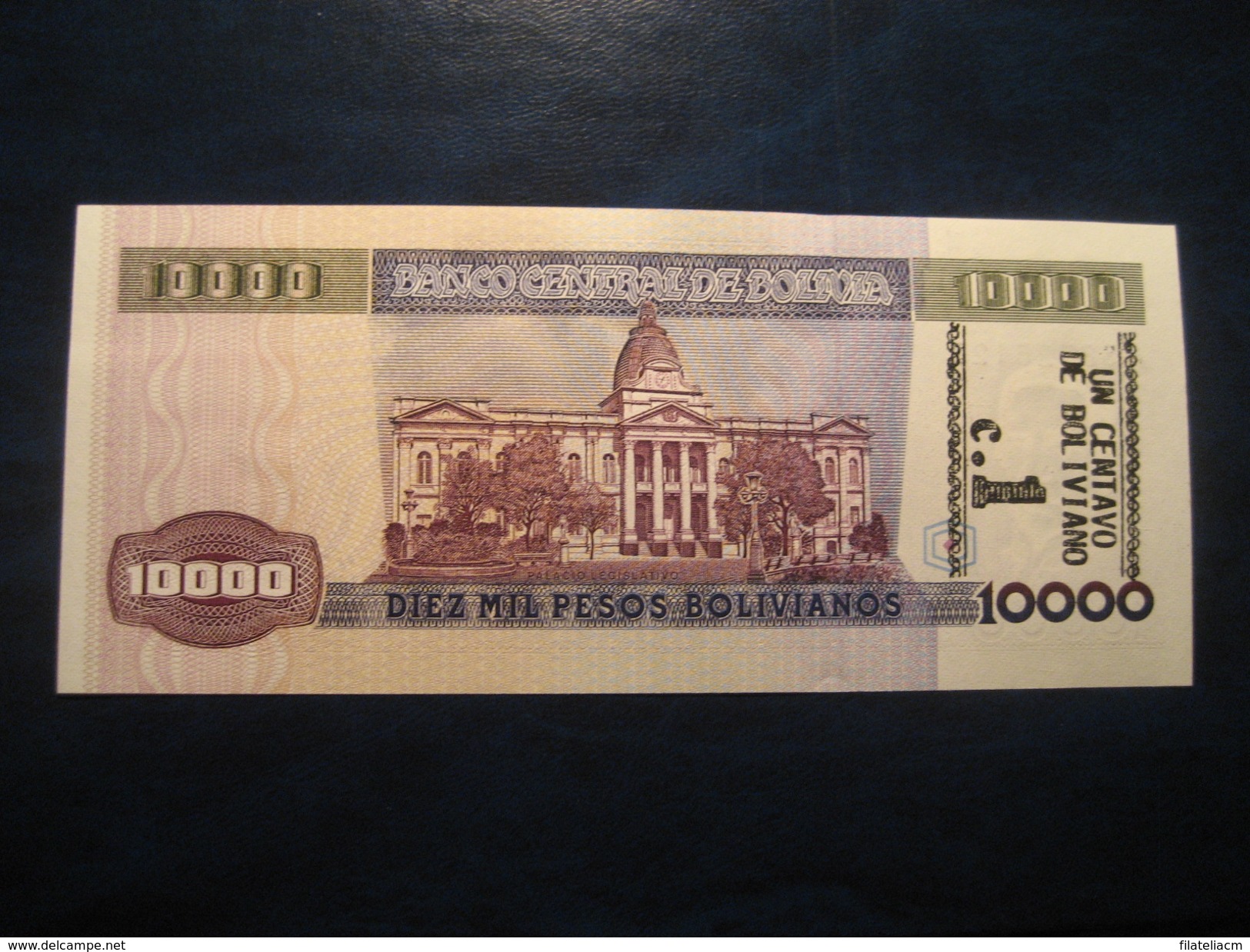 1 Centavo De Boliviano Overprinted On10.000 Pesos 1984 BOLIVIA Unused UNC Banknote Billet Billete - Bolivie