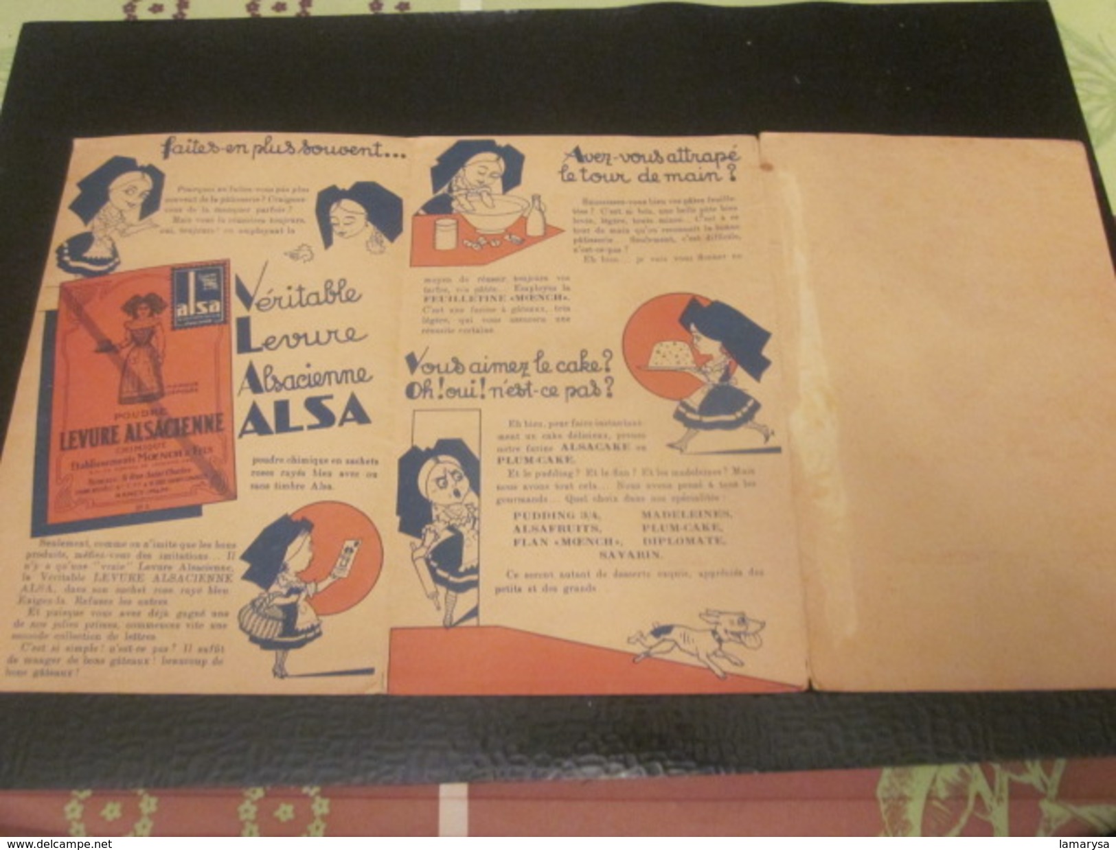 Vintage"Jeu de L'ALSA" années 50+Règle du jeu-Dépliant publicitaire Levure Alsacienne Nancy+enveloppe originale protecti