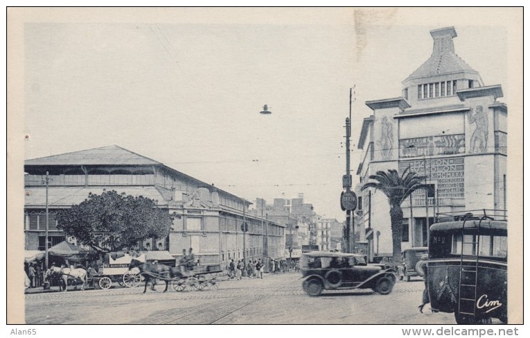 Oran Algeria, Market Hall And Colony House, Street Scene, C1930s Vintage Postcard - Oran