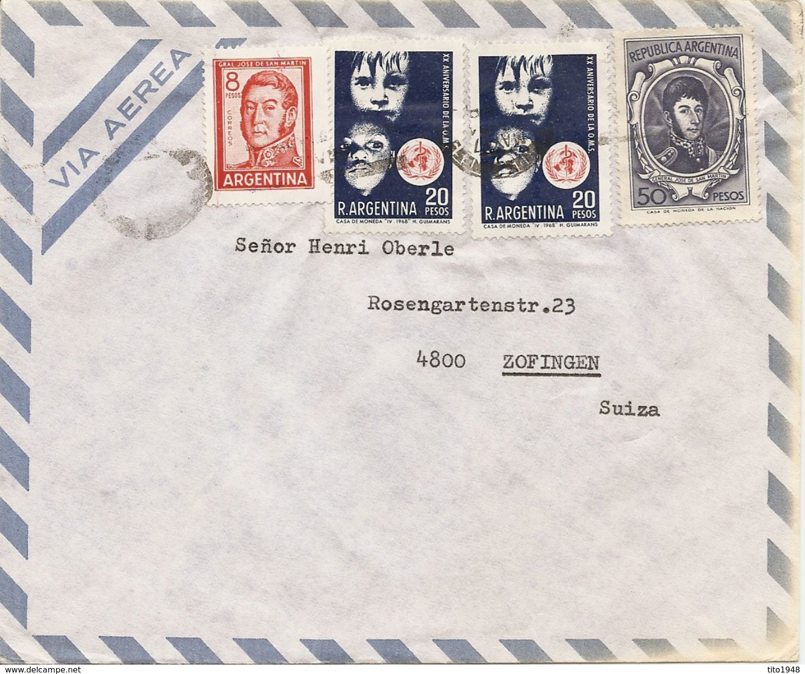 Argentina, 1968,  Airmail Cover  To Switzerland,  Mixed Franking, See Scans - Storia Postale