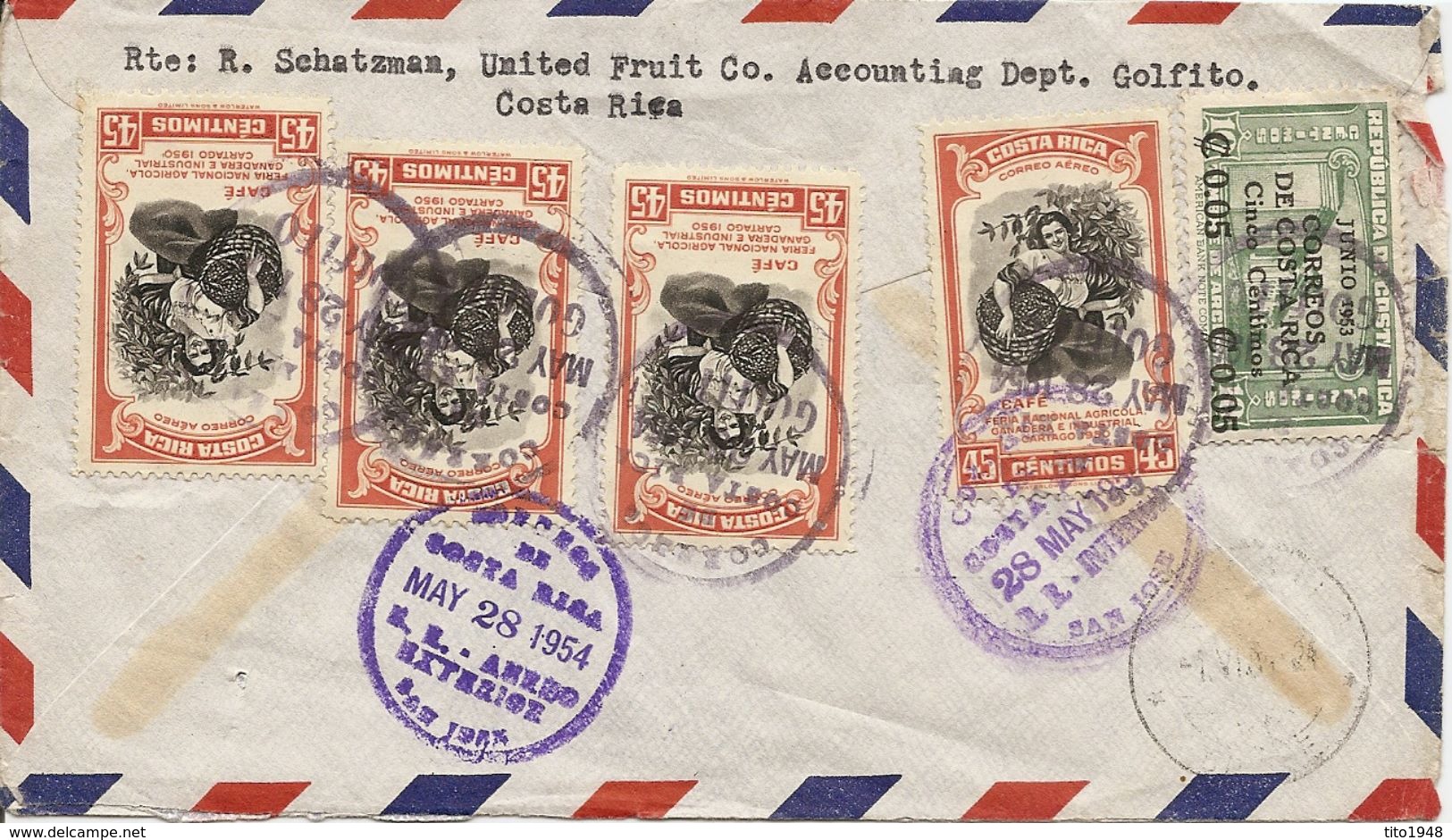 Costa Rica, 1954,  Registred Airmail Cover To Switzerland, Mixed Franking, See Scan! - Costa Rica