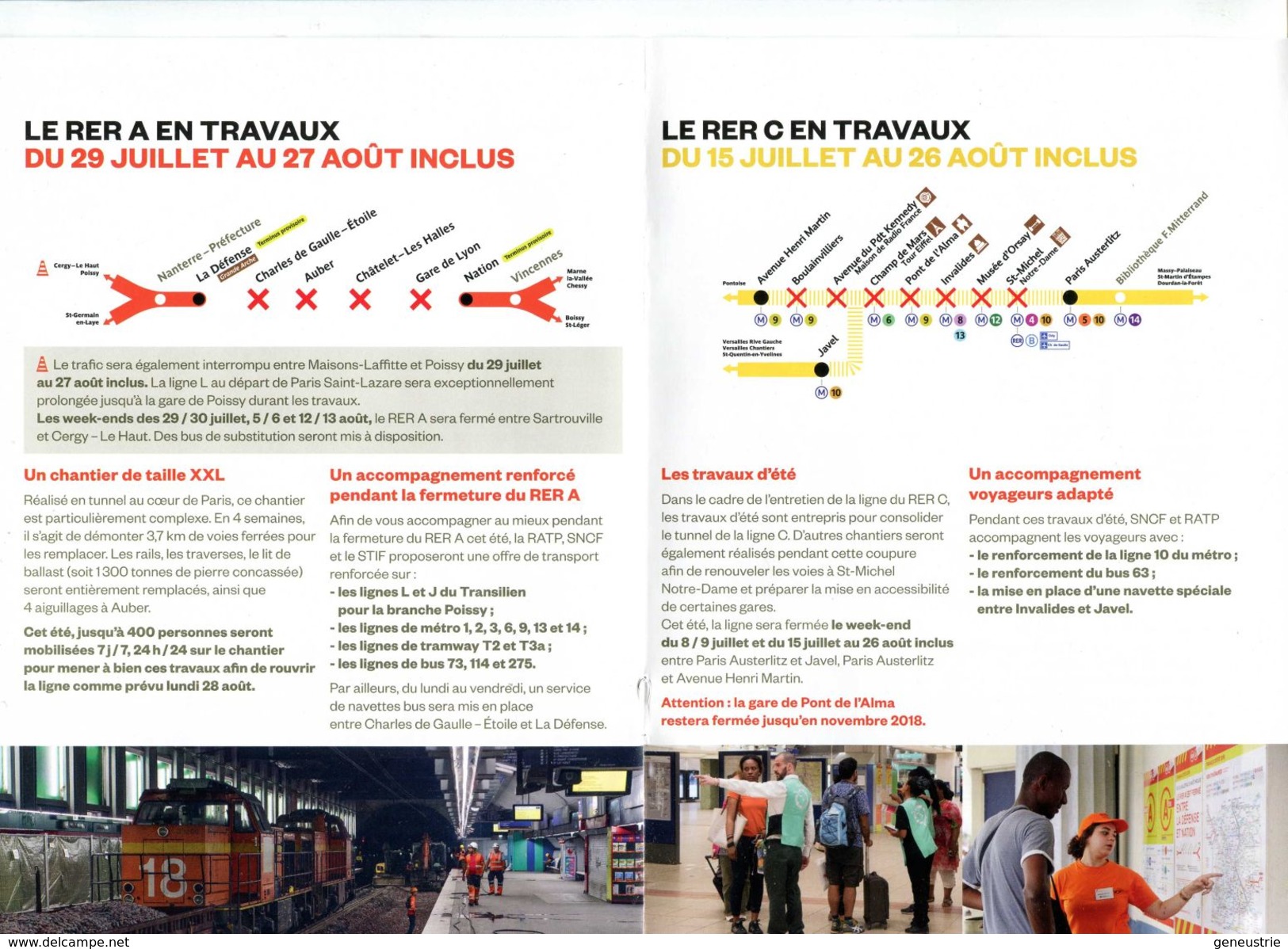Fascicule SNCF / RATP "Travaux D'été 2017 / Lignes A Et C Du RER" 4 Feuillets - Chemin De Fer - Other & Unclassified