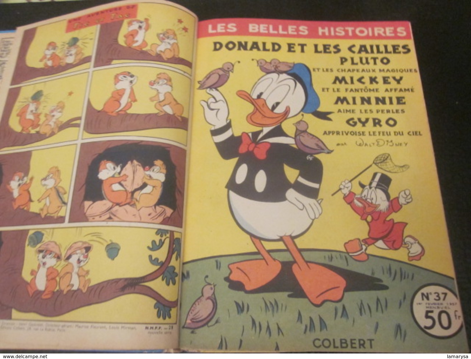 Vintage BD (en français) Séries Disney MICKEY EDITIONS COLBERT 5 RELIURES LES BELLES HISTOIRES DE WALT-DISNEY N°36 à 40