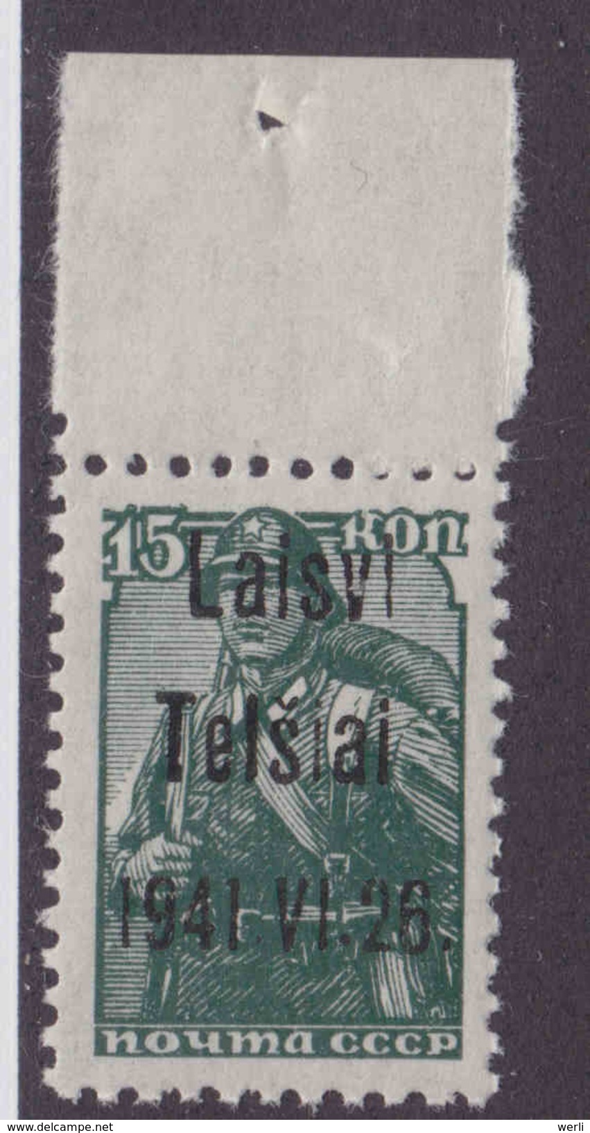 Dt.Bes.2.WK Litauen Telsiai MiNr. 3III ** - Besetzungen 1938-45