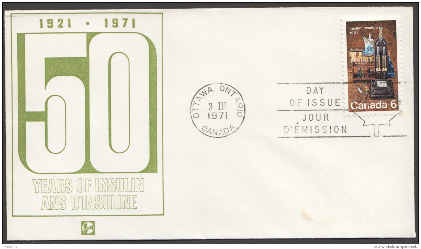 1971  Discovery Of Insulin  Sc 533  Hoest Pharma. Rare FDC - 1971-1980