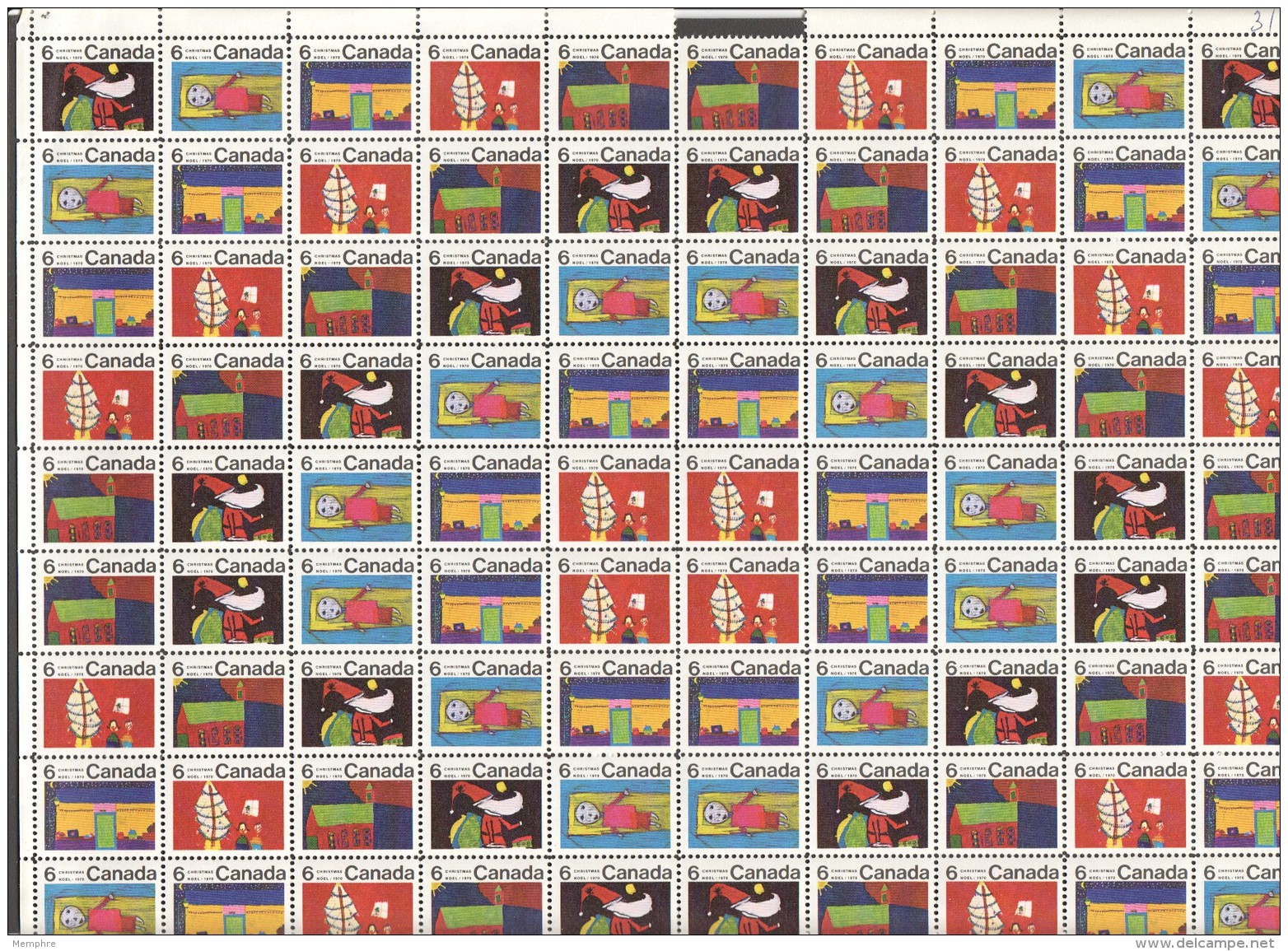 1970 Xmas Issue Sc 519-528 Two Complete MNH Sheets Of 100 - Full Sheets & Multiples