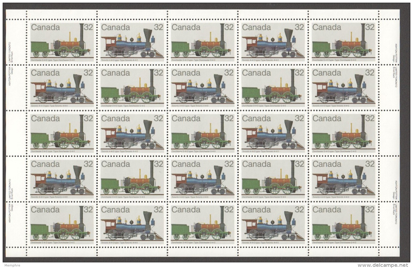 1983  Canadian Locomotives Series 1 - Sc 999-1002  3  MNH Complete Sheets Of 25 - Feuilles Complètes Et Multiples