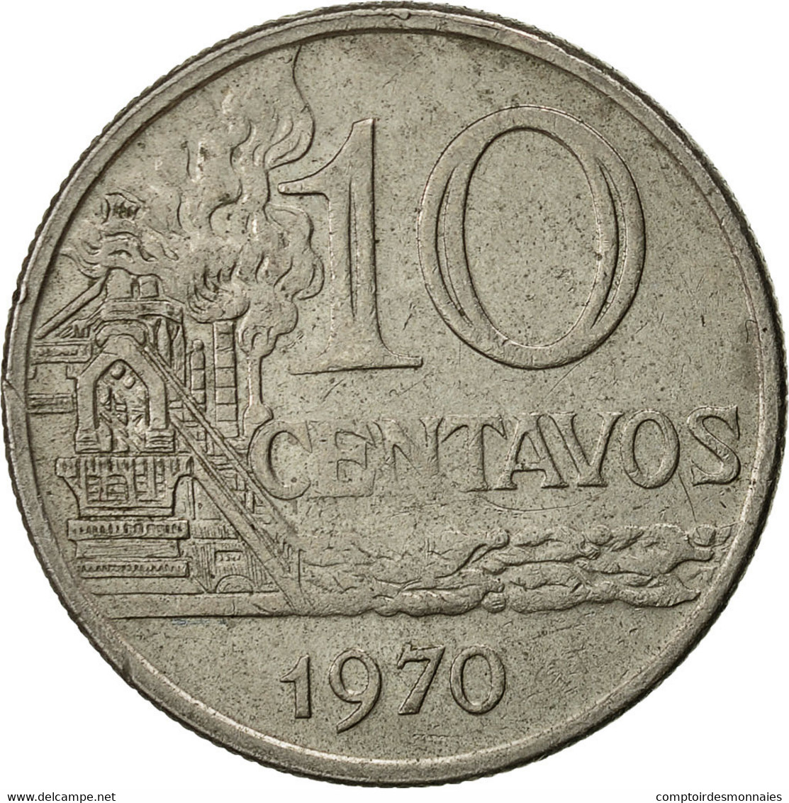 Monnaie, Brésil, 10 Centavos, 1970, TB, Copper-nickel, KM:578.2 - Brésil