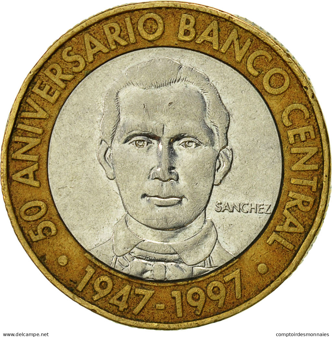 Monnaie, Dominican Republic, 5 Pesos, 1997, TB, Bi-Metallic, KM:88 - Dominicana