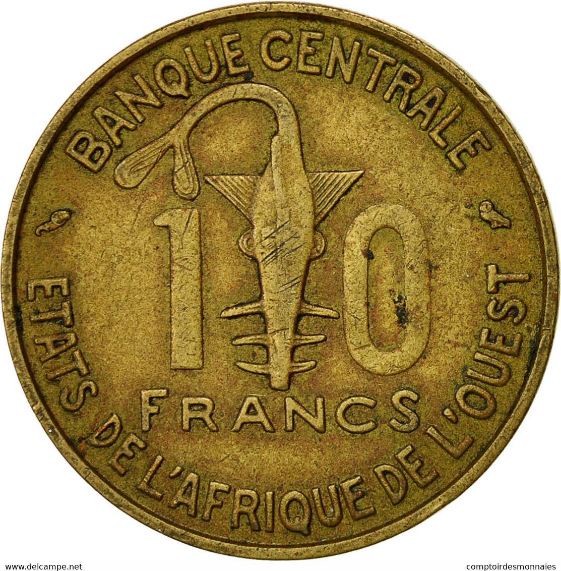 Monnaie, West African States, 10 Francs, 1967, TB, Aluminum-Nickel-Bronze, KM:1a - Costa De Marfil