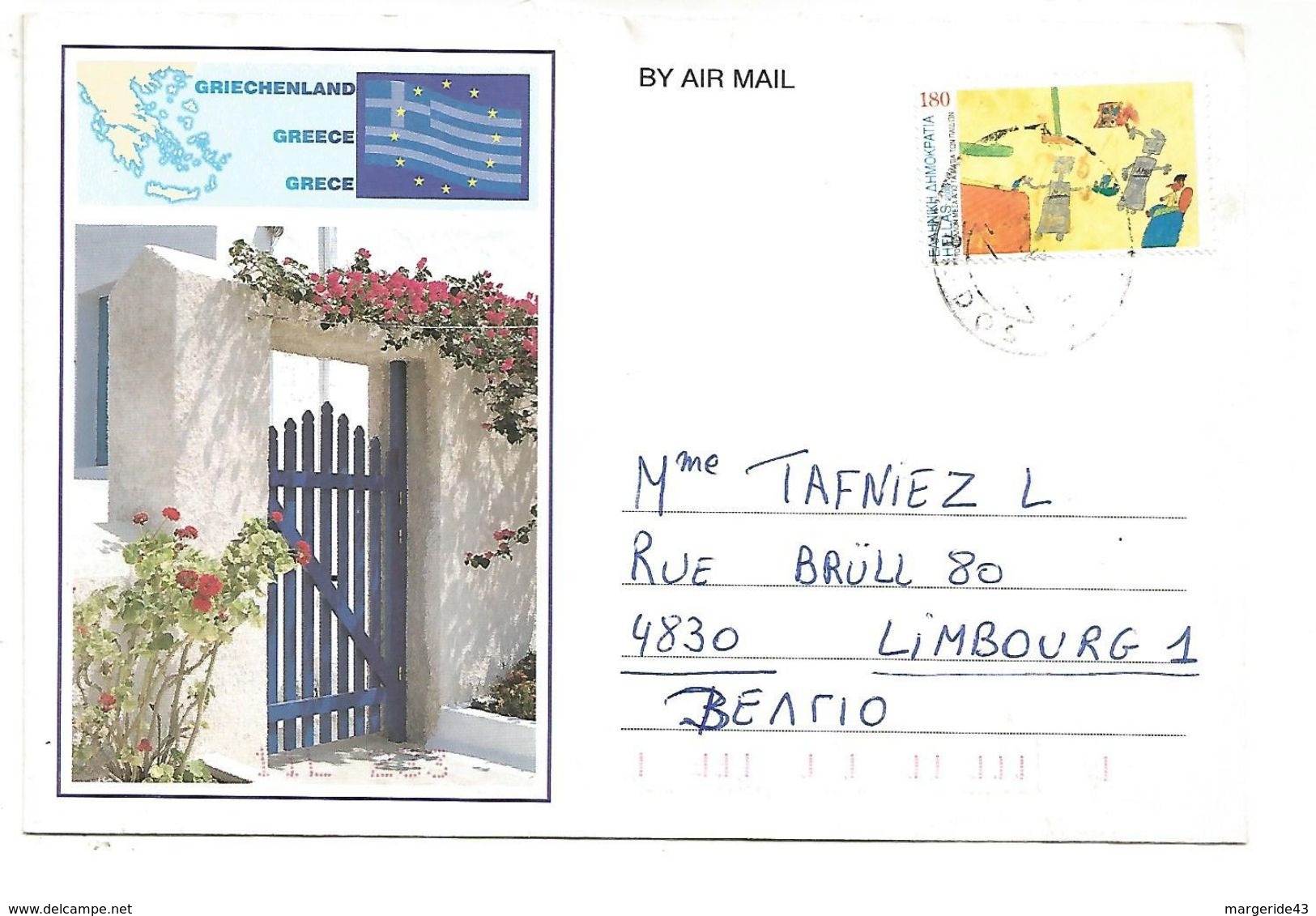 GRECE LETTRE POUR LA BELGIQUE 2000 - Cartas & Documentos