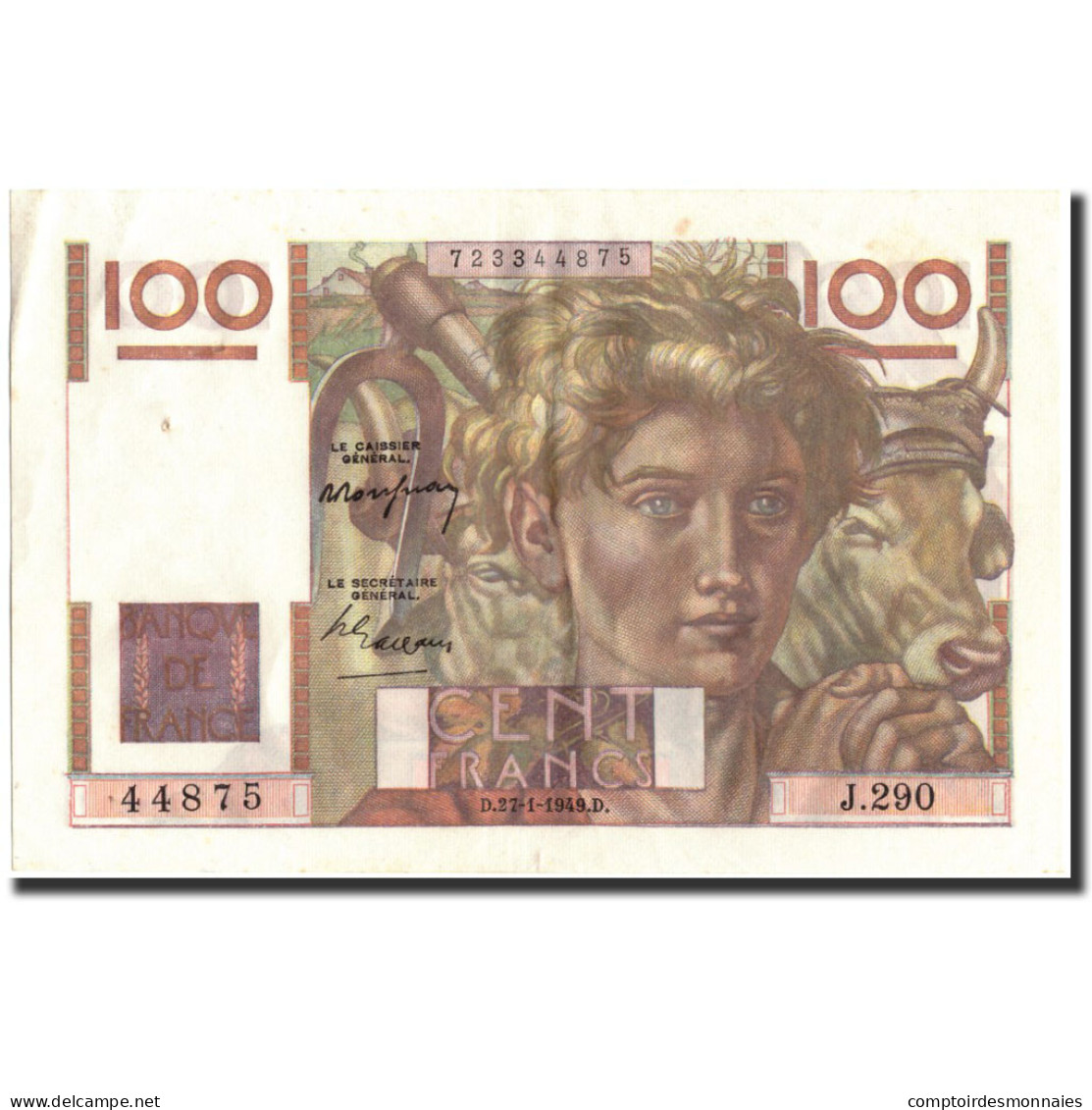 France, 100 Francs, 100 F 1945-1954 ''Jeune Paysan'', 1949, 1949-01-27, TTB+ - 100 F 1945-1954 ''Jeune Paysan''