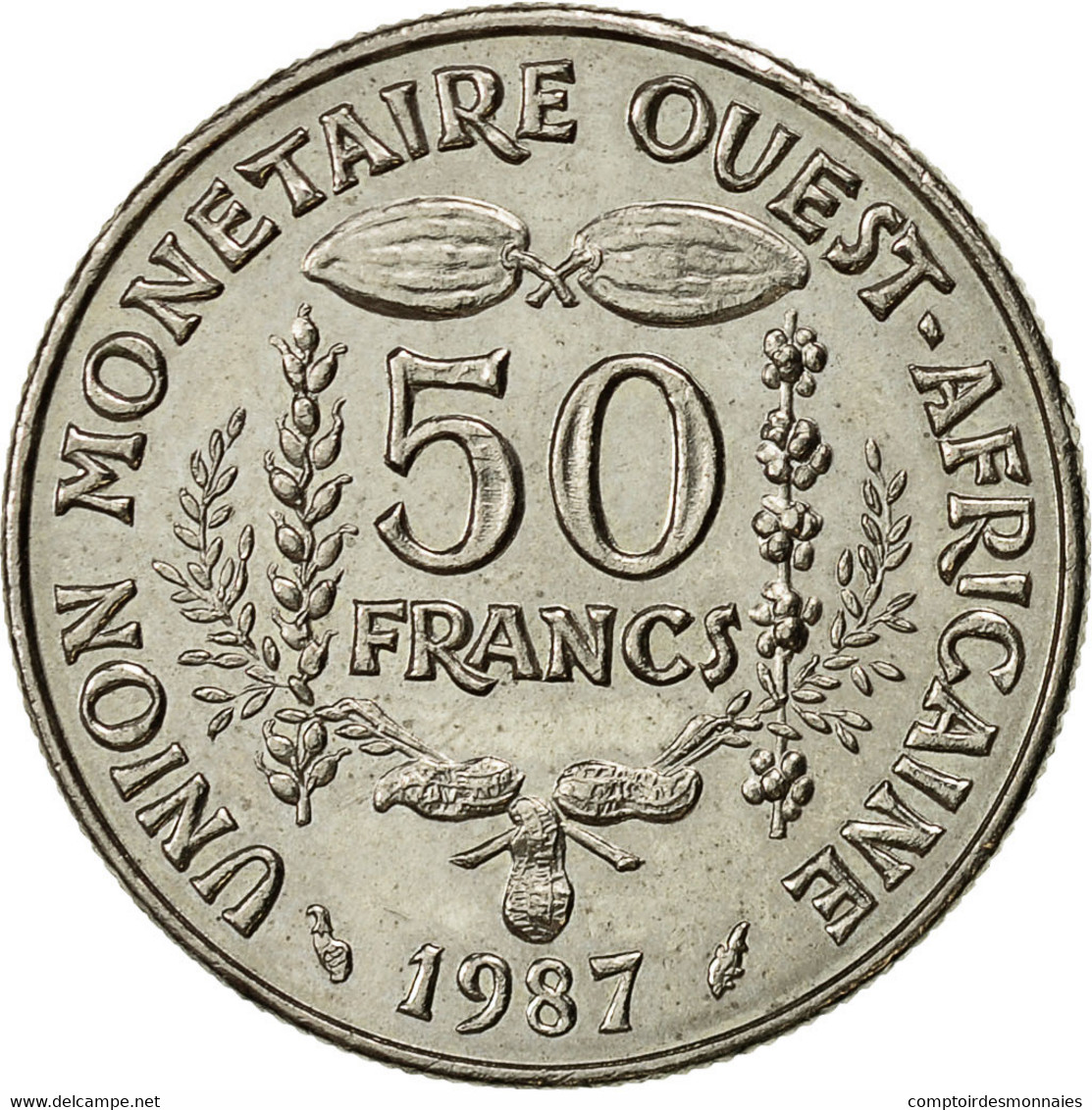 Monnaie, West African States, 50 Francs, 1987, Paris, TTB+, Copper-nickel, KM:6 - Côte-d'Ivoire