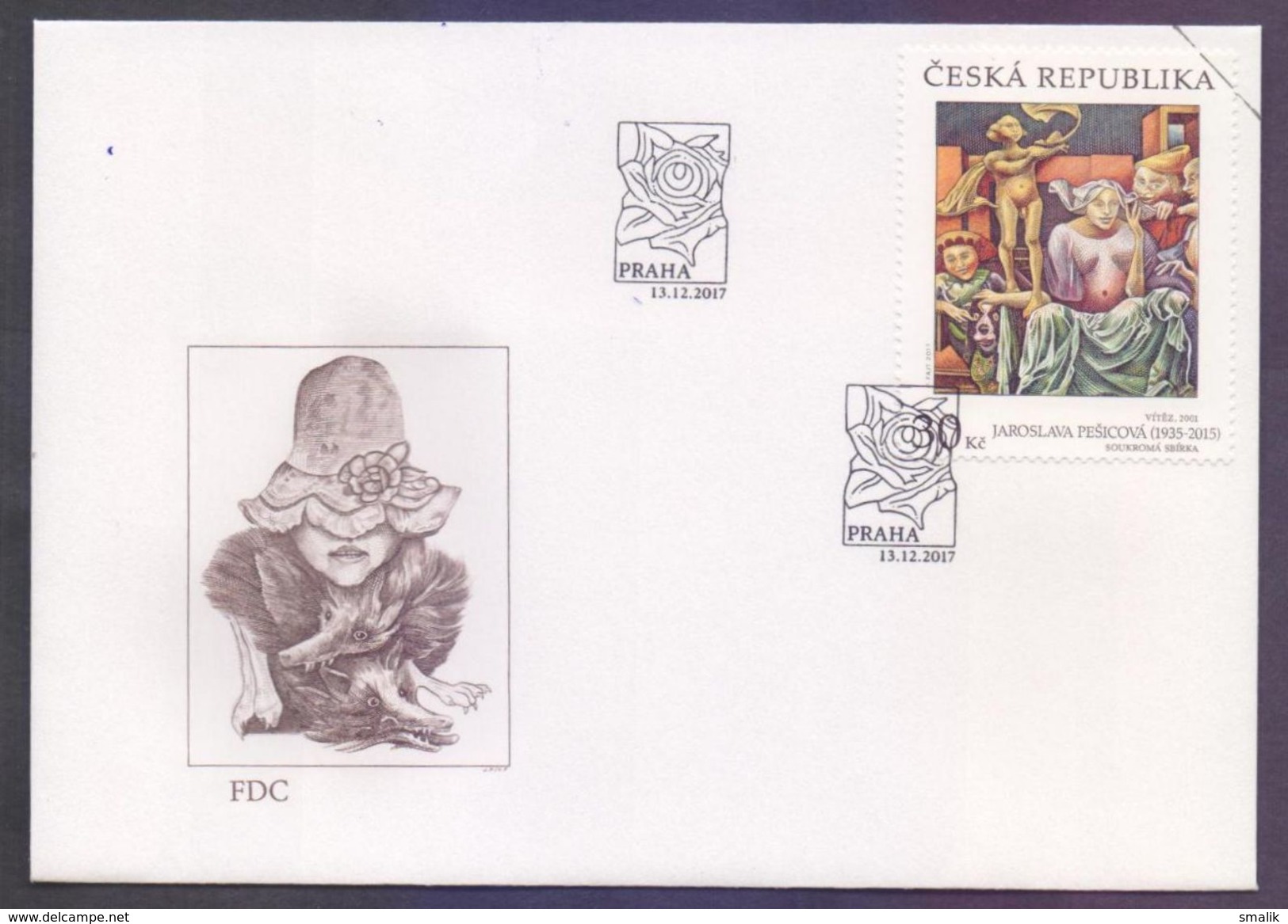 CZECH REPUBLIC 2017 FDC - Works Of ART On Postage Stamps, Winner 2001 Paintings, First Day Cover (Specimen) - FDC