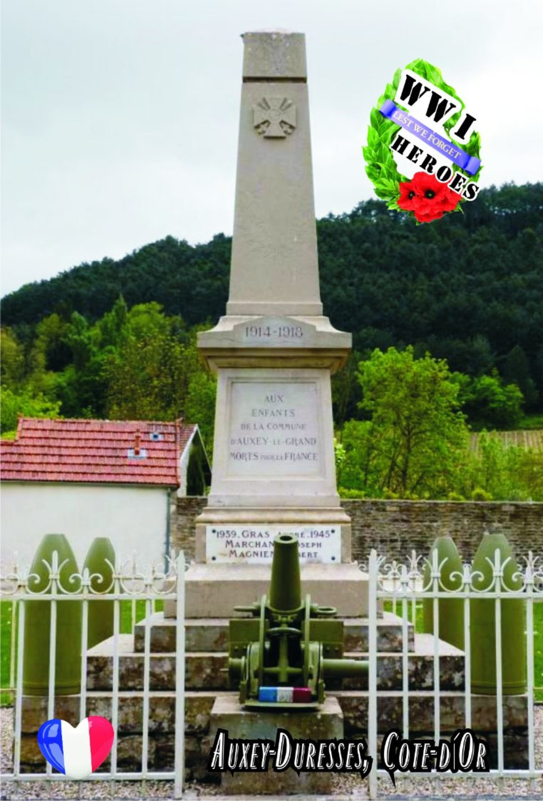 Carte Postale, Militaria, Monuments, World War I Monuments, France (Côte-d'Or), Auxey-Duresses - Monuments Aux Morts