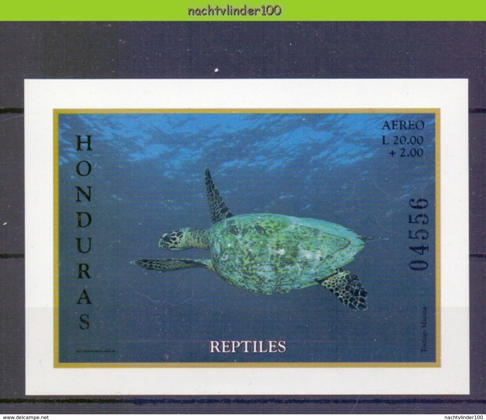 Neg034 FAUNA REPTIELEN SCHILDPAD REPTILES TURTLE SCHILDKRÖTEN HONDURAS 1998 PF/MNH - Turtles