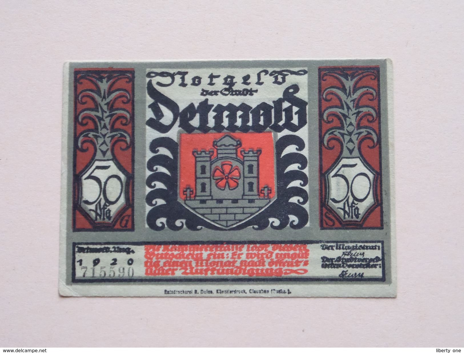 DETMOLD - 50 Pfennige NOTGELD - 1920 - 715590 ( Details Zie Foto ) ! - [11] Local Banknote Issues