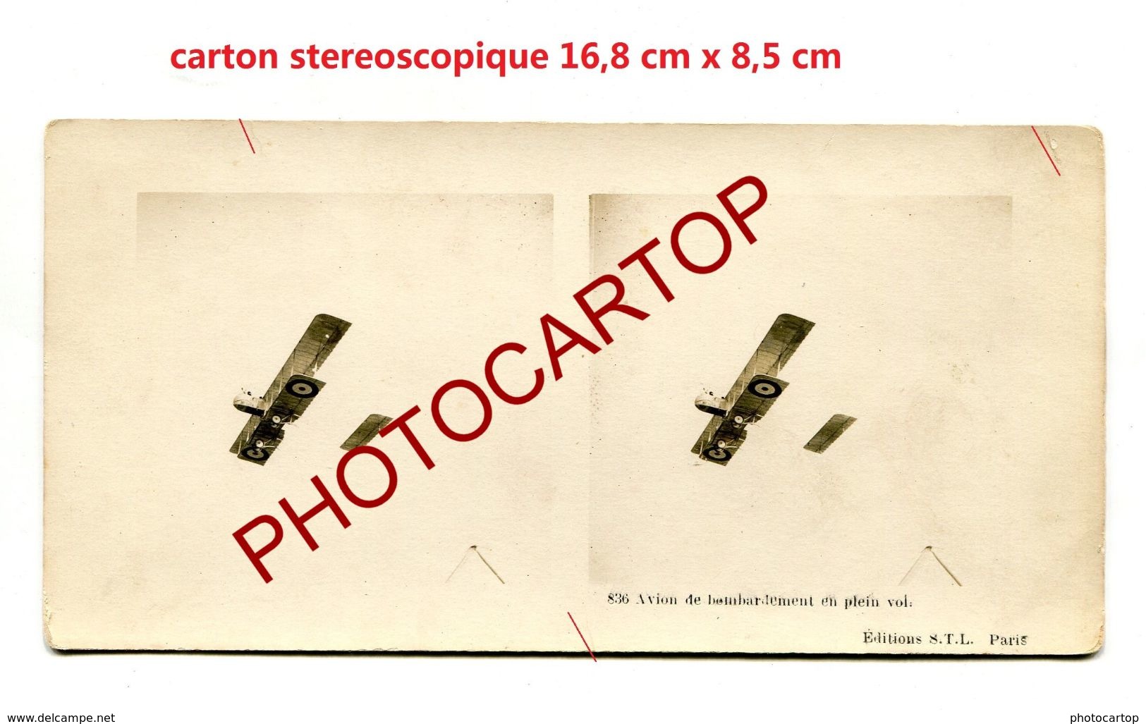 Bombardier-Avion-Aviation-Fliegerei-Carton Stereoscopique-Periode Guerre 14-18-1 WK-MILITARIA- - 1914-1918: 1. Weltkrieg
