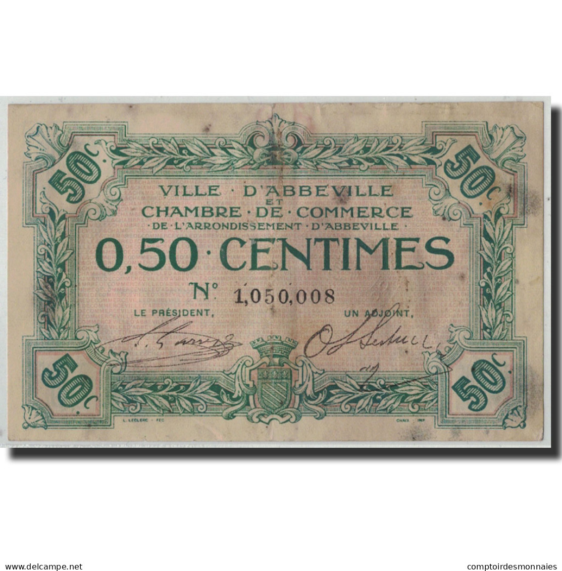 France, Abbeville, 50 Centimes, Undated, TTB, Pirot:1-1 - Chambre De Commerce