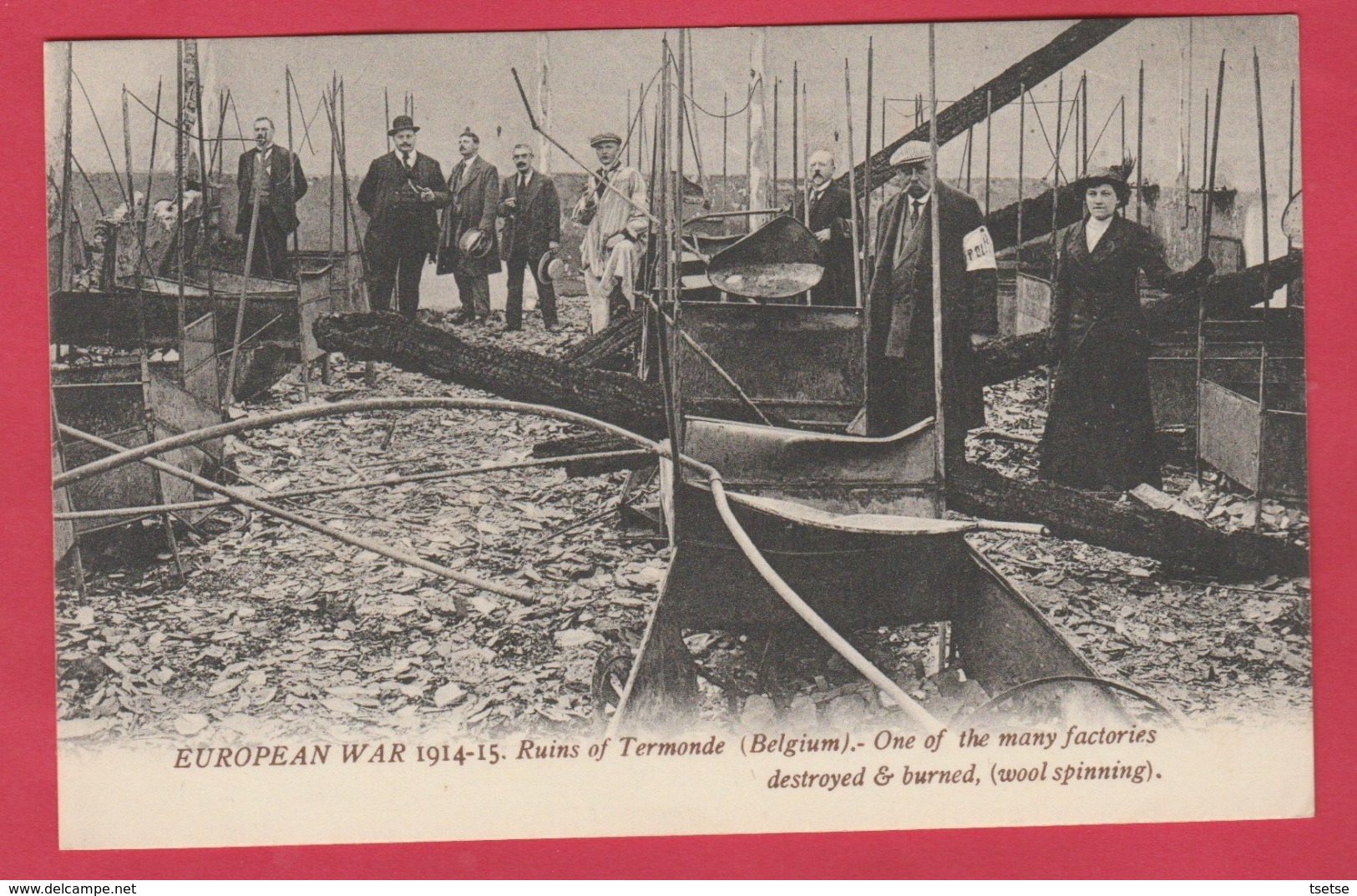 Dendermonde - War 1914-15 ...One Of The Many Factories Destroyed & Burned ... Wool Spinning  ( Verso Zien  ) - Dendermonde