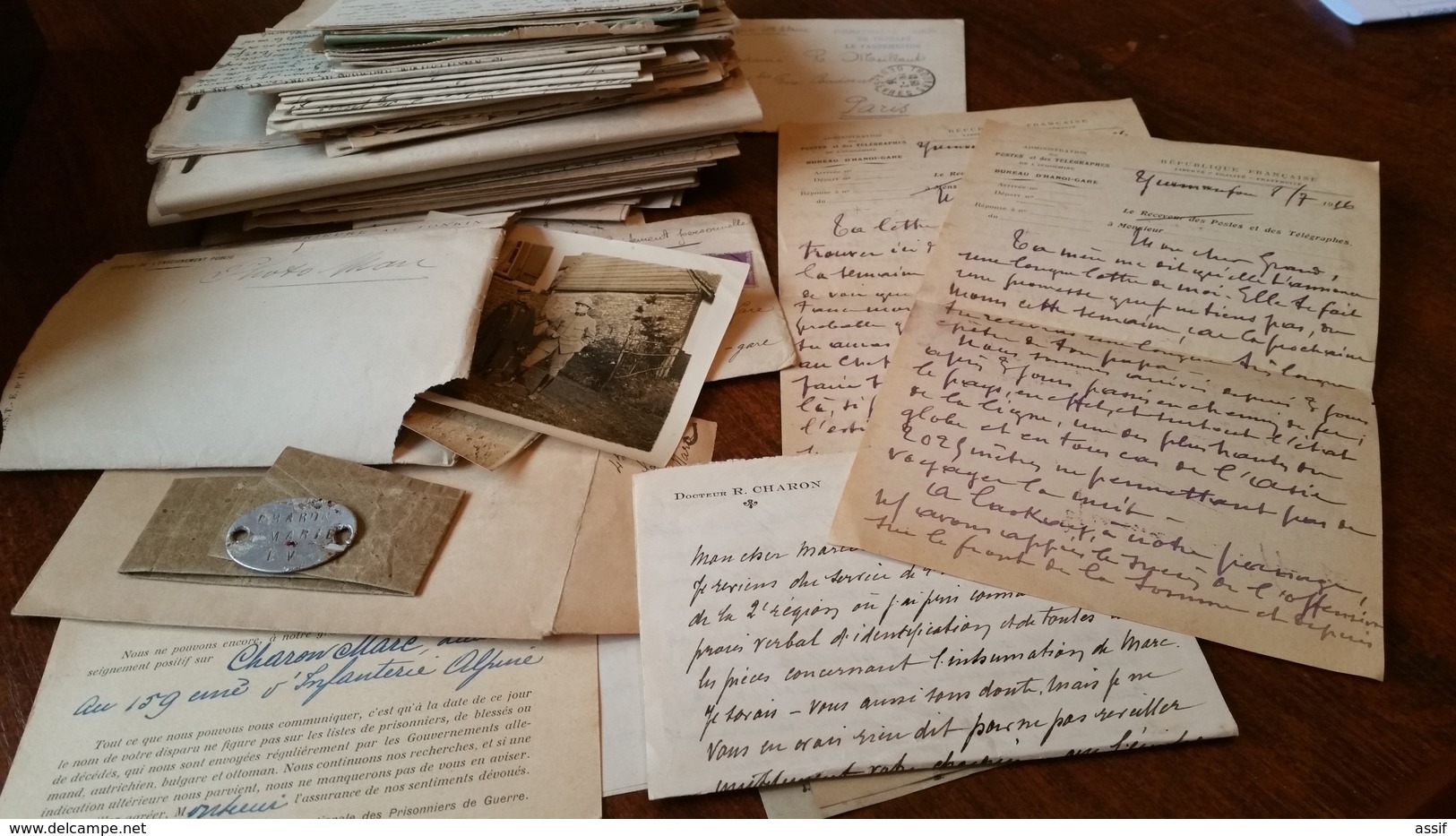 CORRESPONDANCE ARCHIVE FAMILIALE GUERRE WW1 MARC CHARON TONKIN YUNNANFOU FM FRANCHISE MILITAIRE AUTOGRAPHE /FREE SHIP. R - WW I