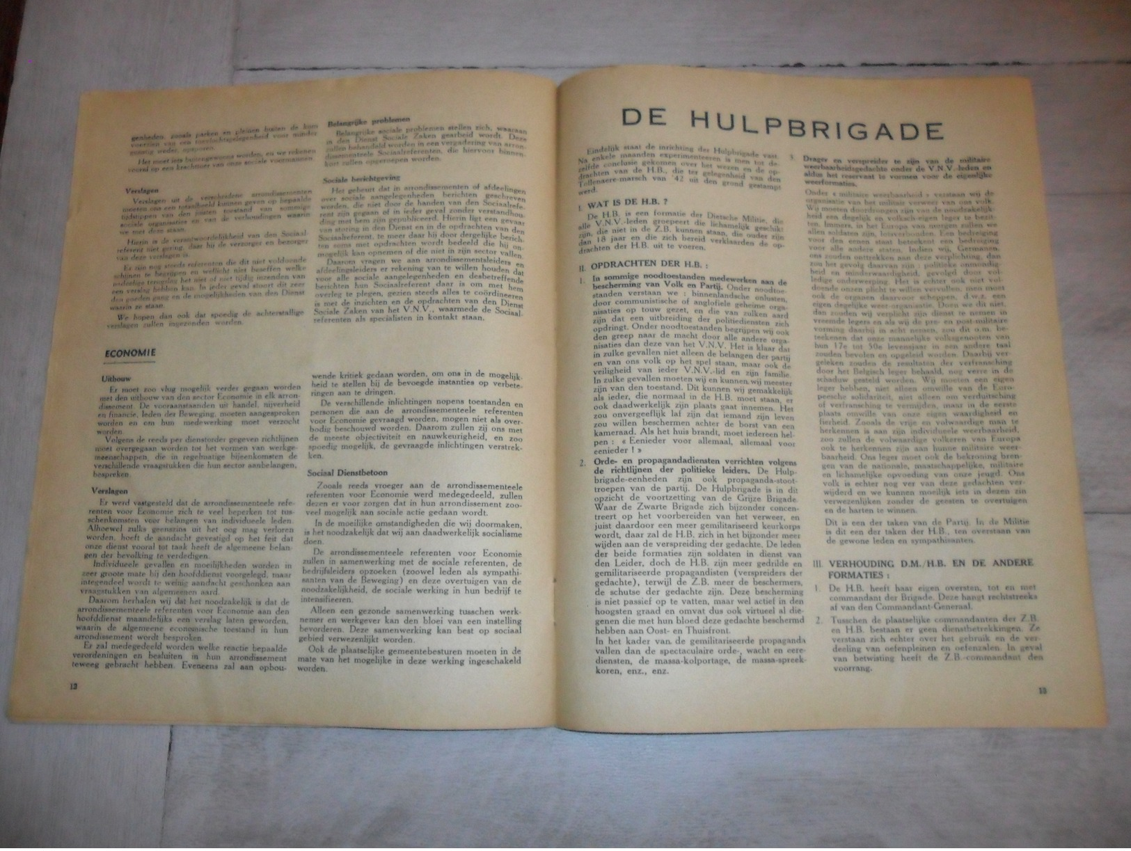 1 X  " LEIDING " 1943 Vlaamse Beweging  V.N.V. Dietsche Militie Hulpbrigade Vlaams - Duitse Arbeidsgemeenschap - War 1939-45