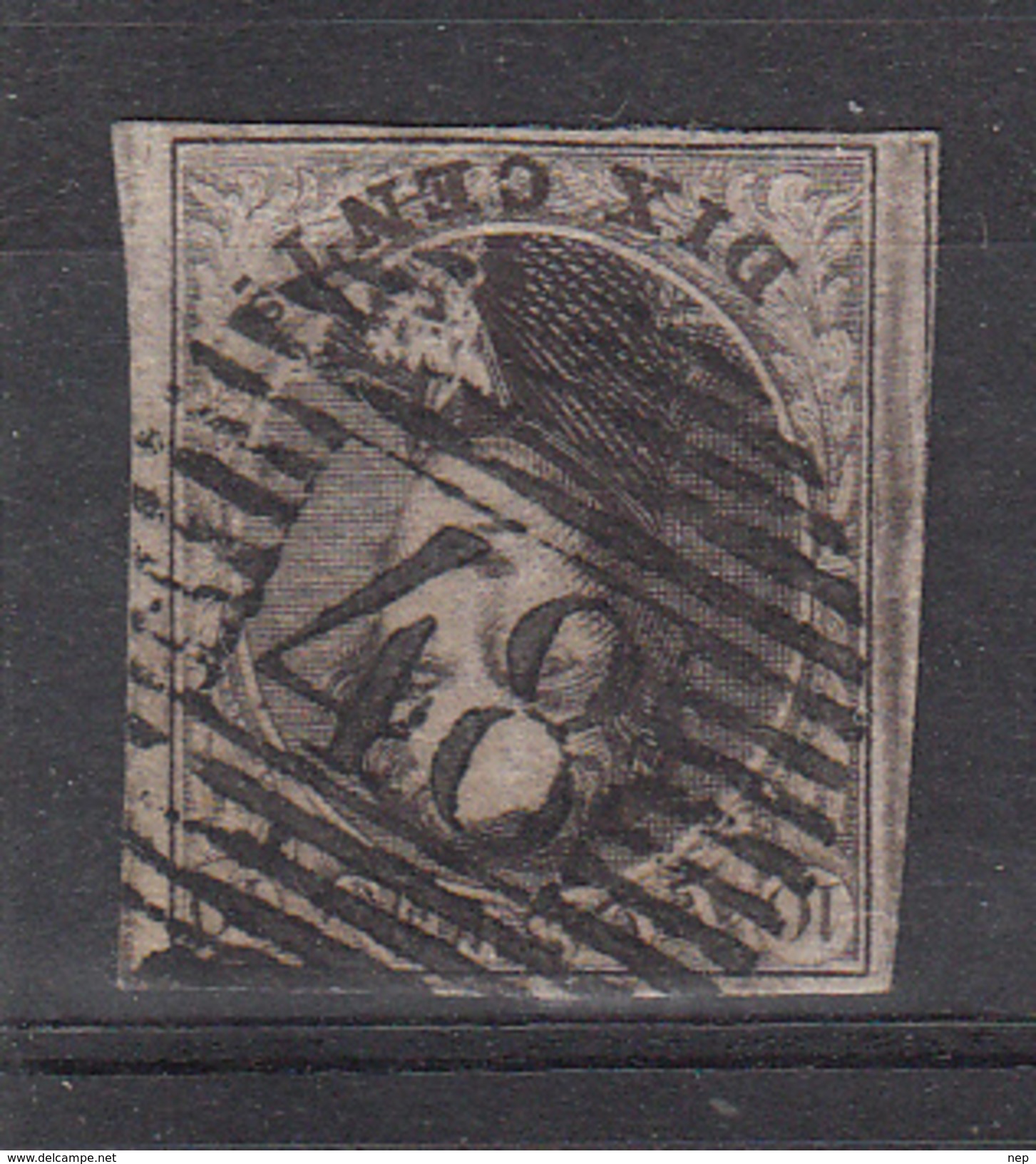 BELGIË - OBP - 1858 -  Nr 10 - (P 48 - GENAPPE (Dik Papier)) - (4 Randen) - Postmarks - Lines: Perceptions