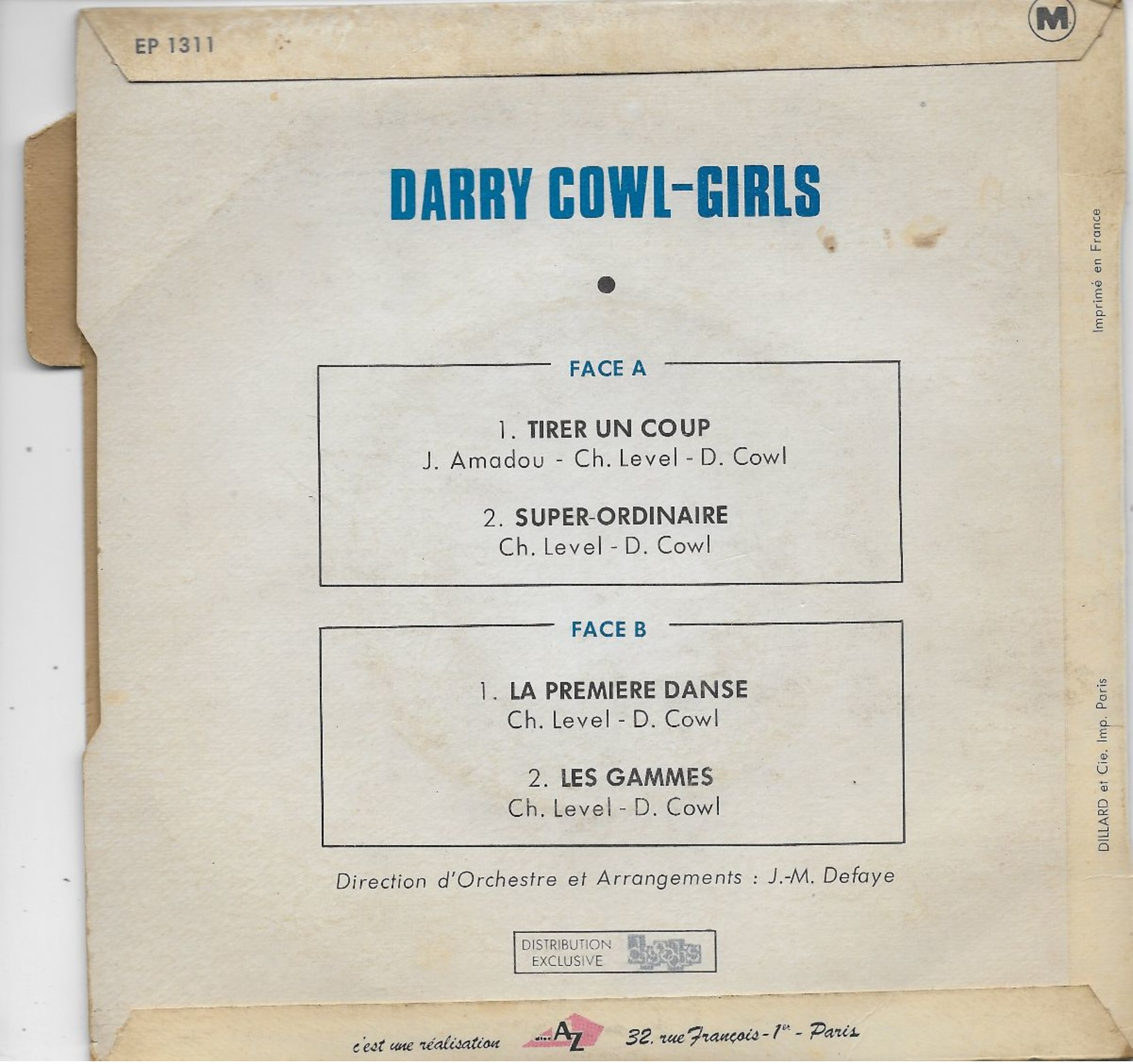 Darry Cowl Girls 45t. EP *tirer Un Coup* - Other - French Music