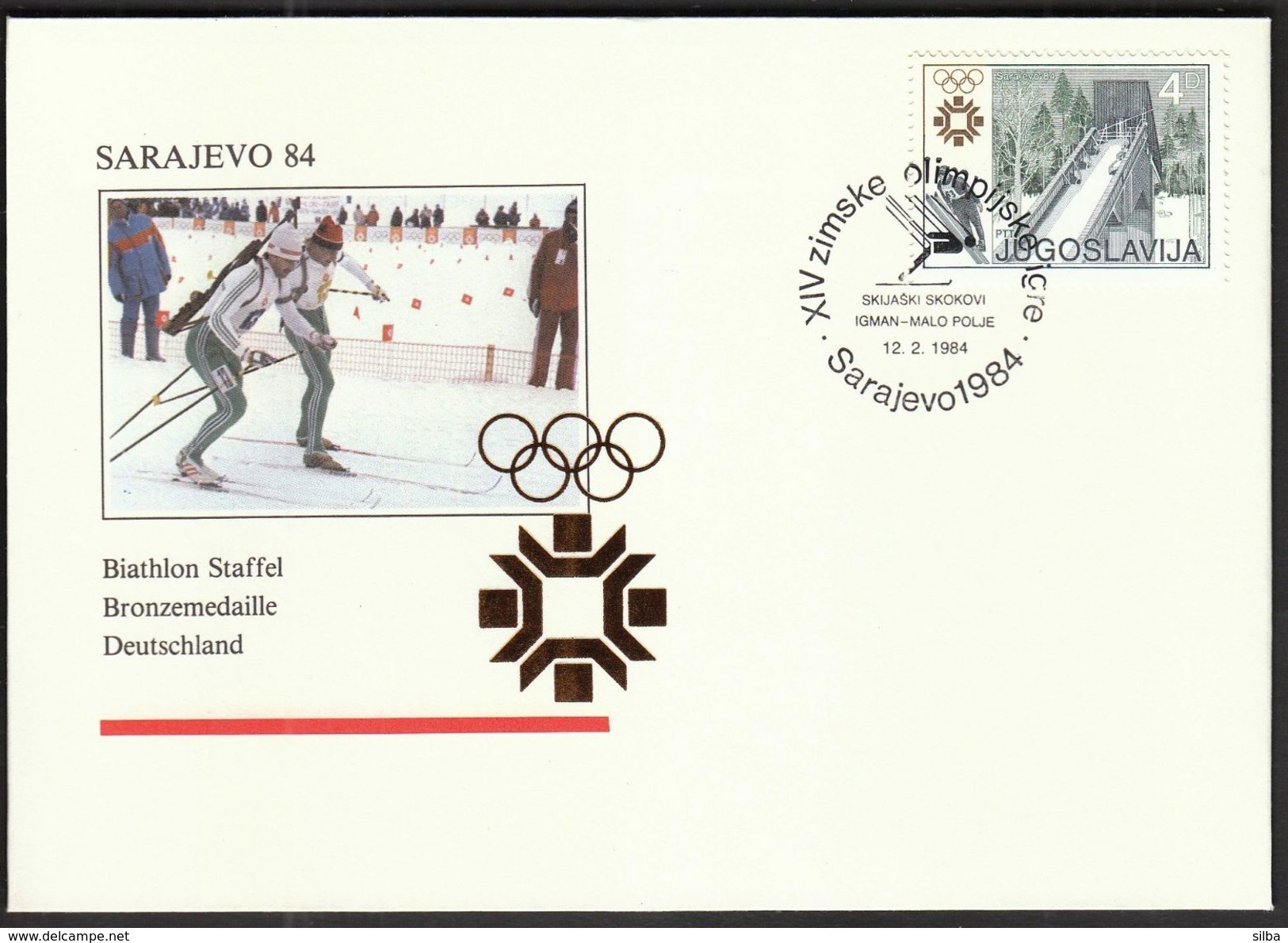 Yugoslavia Sarajevo 1984 / Olympic Games Sarajevo / Ski Jump, Igman, Small Field, Biathlon Relay / Winner, Gold Germany - Winter 1984: Sarajevo