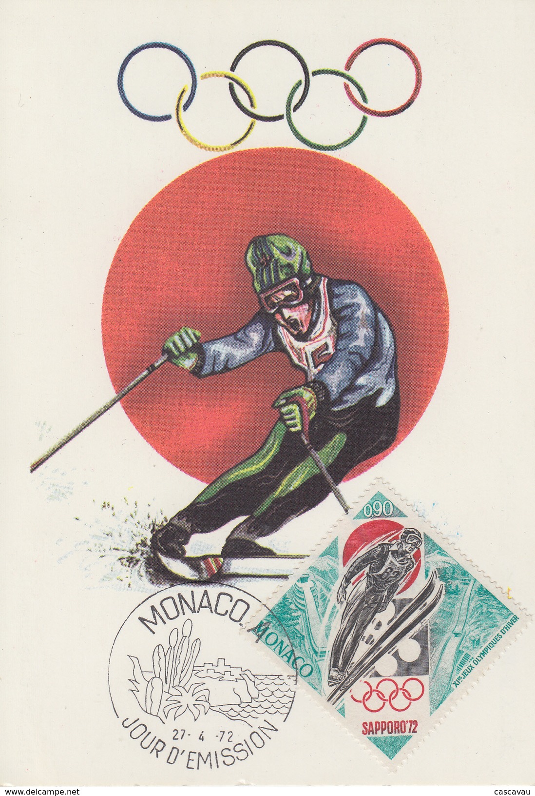 Carte Maximum  1er  Jour    MONACO   Jeux  Olympiques  D' Hiver   SAPPORO   1972 - Winter 1972: Sapporo