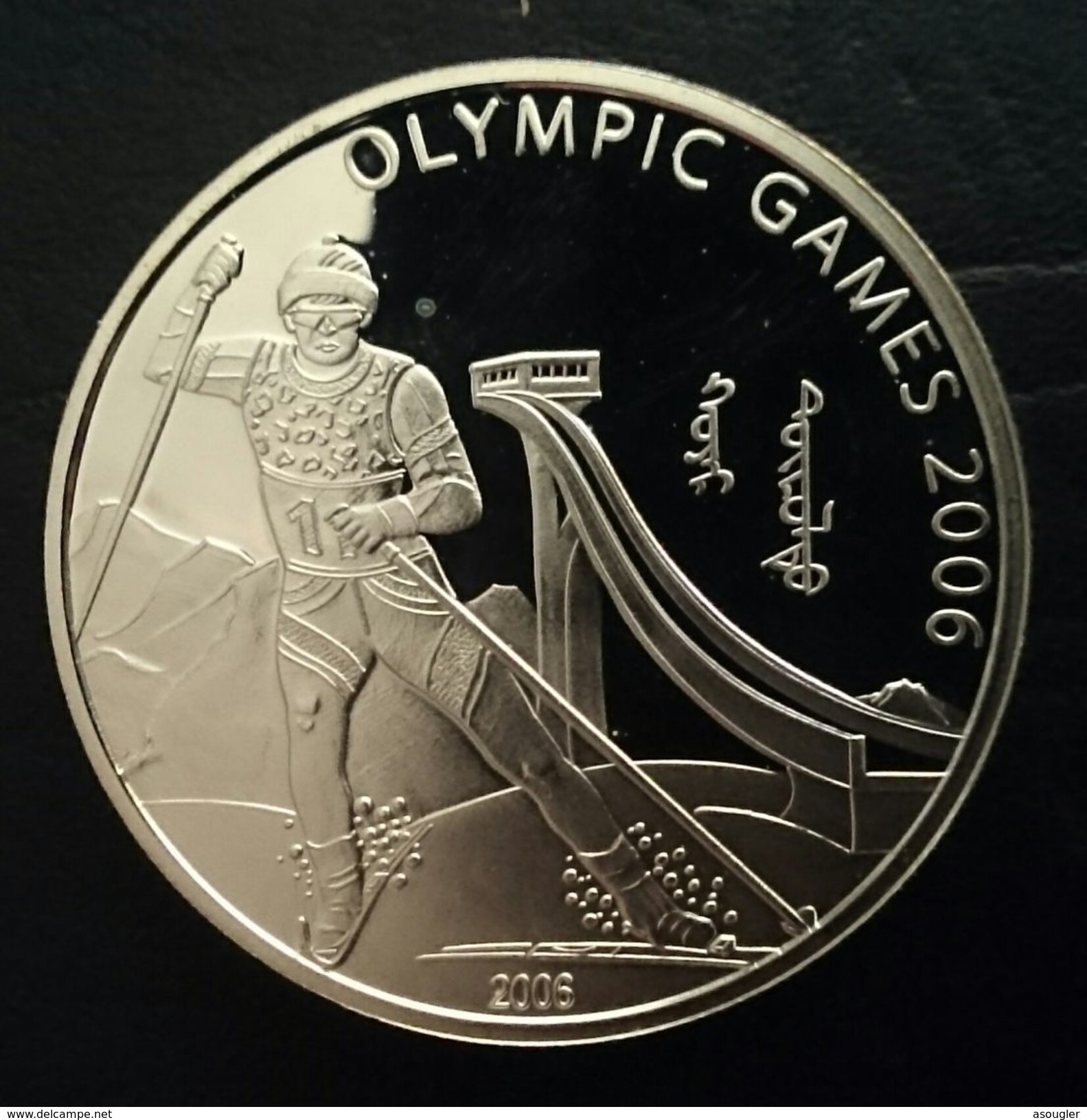 MONGOLIA 500 TUGRIK 2006 SILVER PROOF "OLYMPIC WINTER GAMES" Free Shipping Via Registered Air Mail - Mongolië