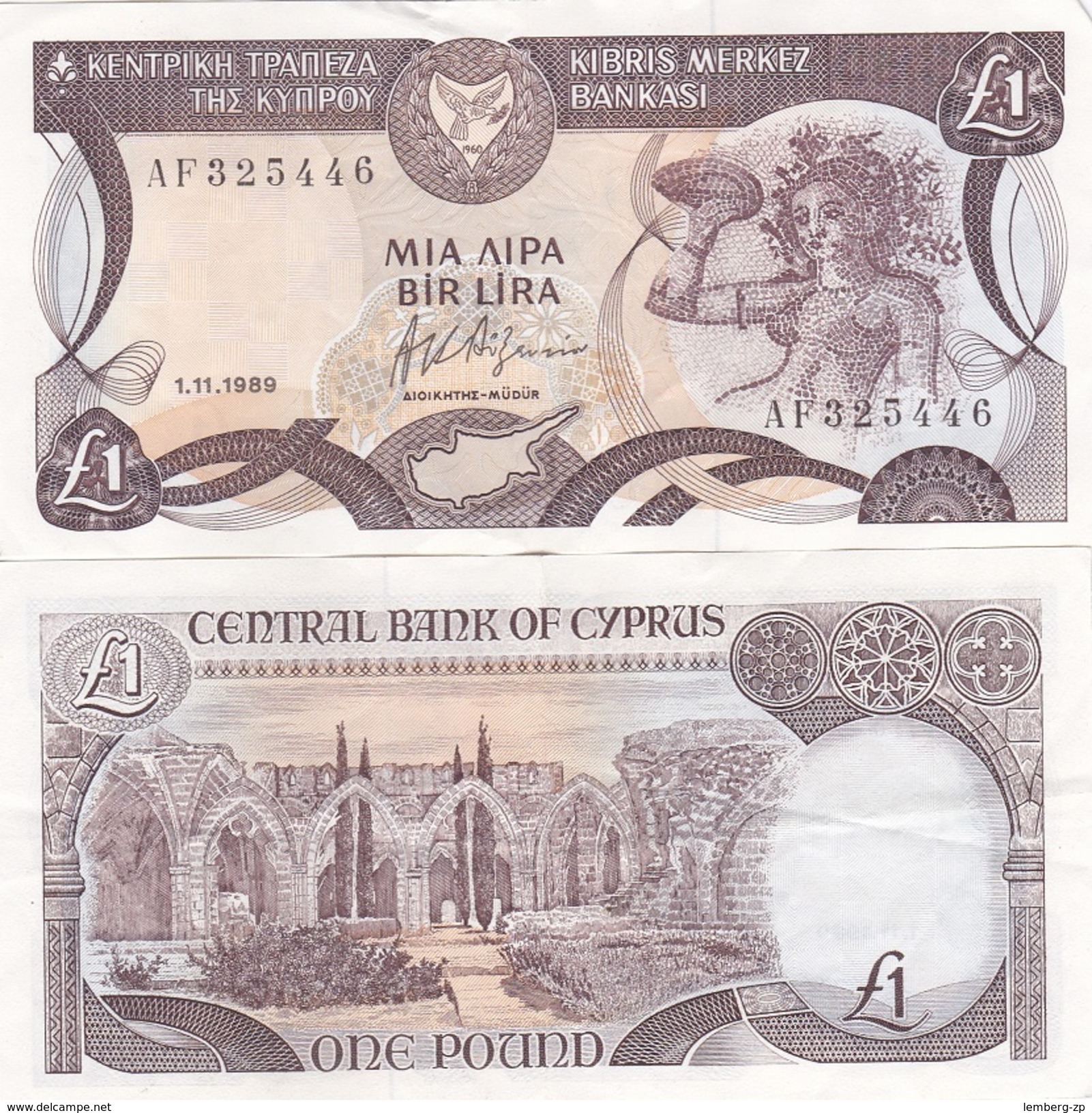 Cyprus - 1 Pound 1.11. 1989 VF Lemberg-Zp - Cyprus