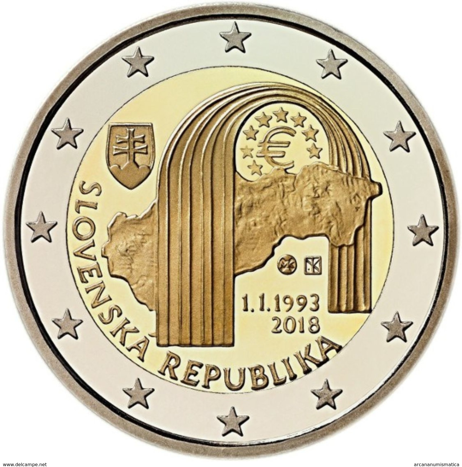 ESLOVAQUIA  2 € 2.018  2018  "25º Aniversario De La República Eslovaca"  Bimetálica  SC/UNC  T-DL-12.168 - Slowakije