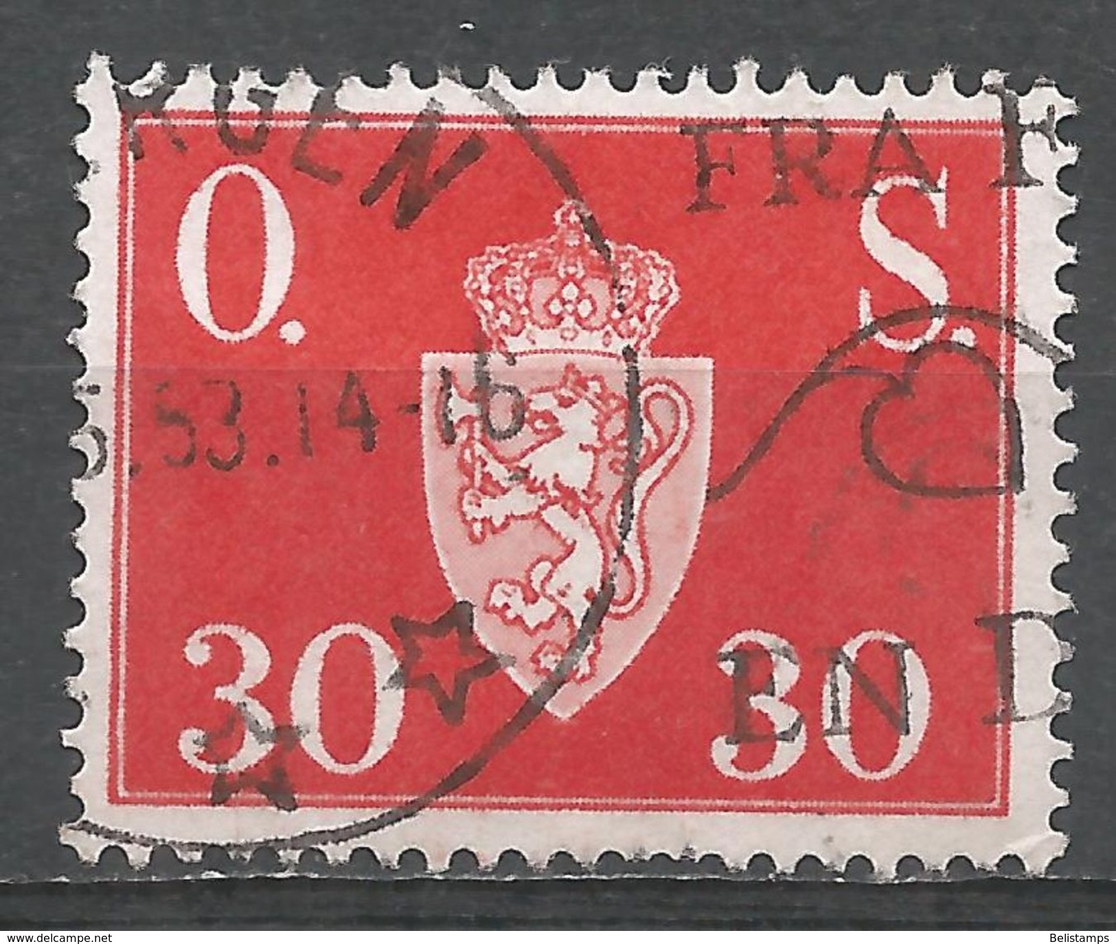 Norway 1951. Scott #O61 (U) Norway Coat Of Arms - Service