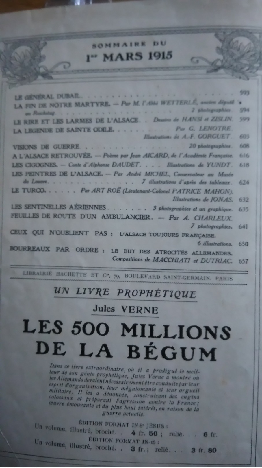 Lecture Pour Tous 1er Mars 1915  - Général Dubail - Alsace- Sainte Odile - 1900 - 1949