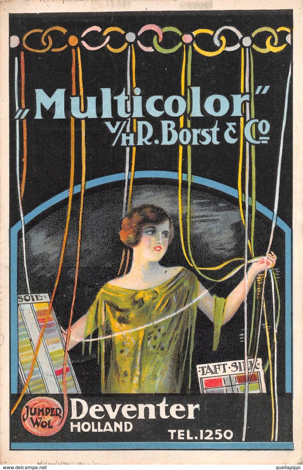 07153 "MULTICOLOR V/H R. BORST & CO - DEVENTER-HOLLAND-CAMPIONARI PER L'INDUSTRIA TESSILE - 1927" CIRIE' - PUBBL. ORIG. - Pubblicitari