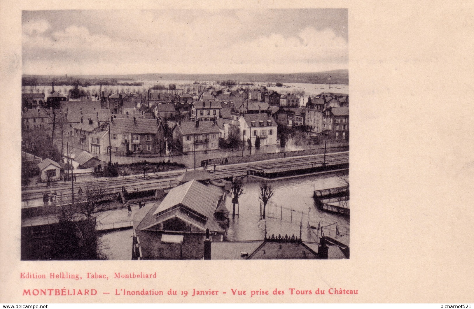 CPA  De MONTBELIARD (Doubs) - L'inondation Du 19 Janvier 1910 - Vue Prise Des Tours Du Château. Edit. Helbling TB état. - Montbéliard