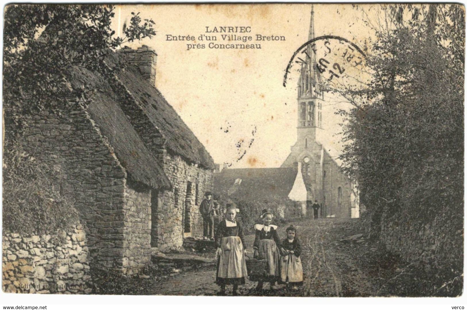 Carte Postale Ancienne De LANRIEC-Entrée D'un Village Breton Près Concarneau - Autres & Non Classés
