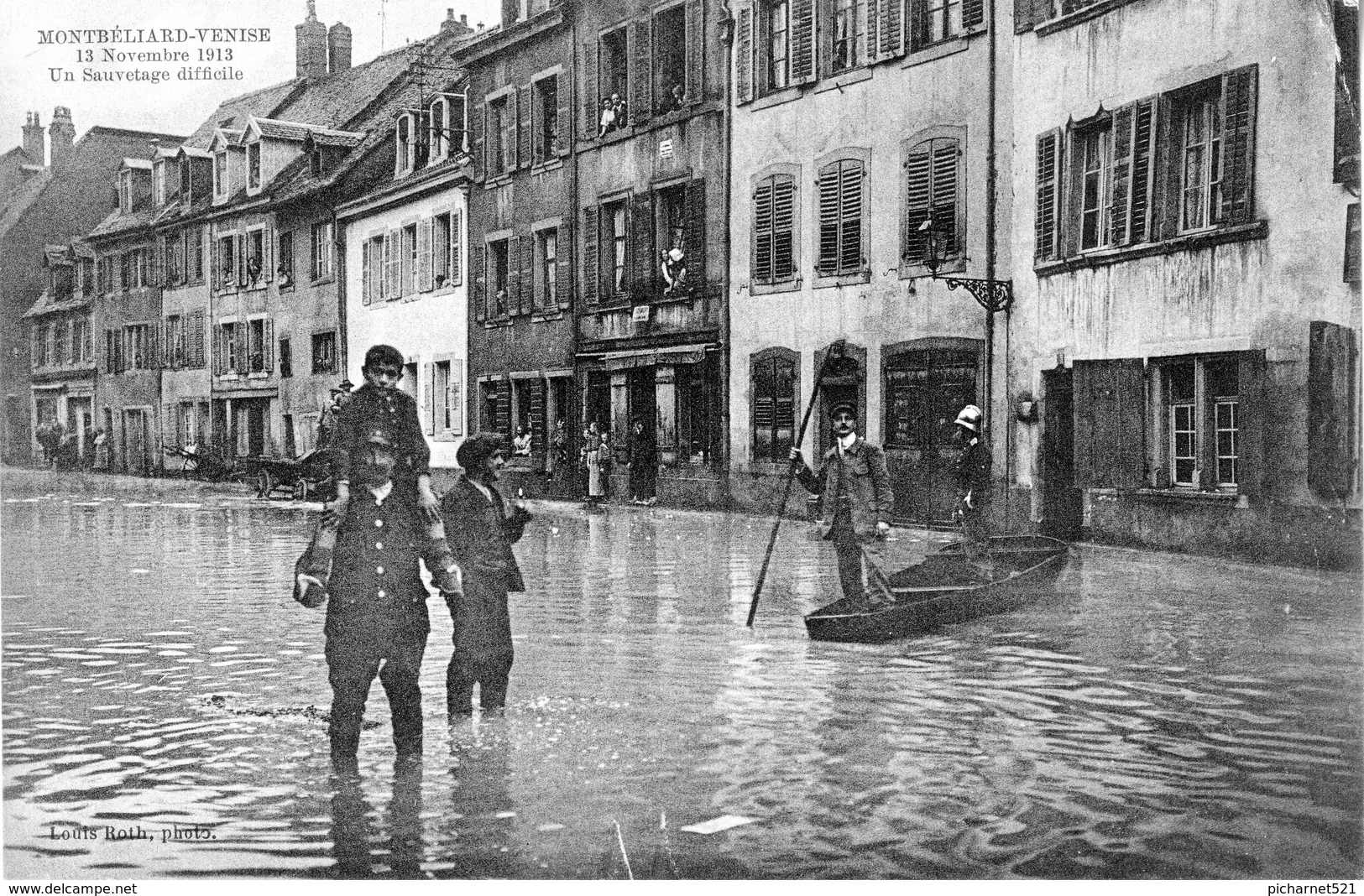 CPA  De MONTBELIARD Venise (Doubs) - 13 Novembre 1913. Un Sauvetage Difficile. Edition Louis Roth. Circulée 31-12-1913. - Montbéliard