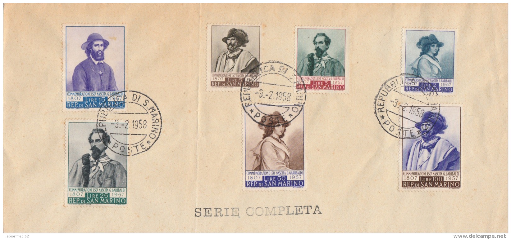 SERIE 1958 SAN MARINO SU BUSTA (PIEGA BUSTA) (TX3 - Storia Postale