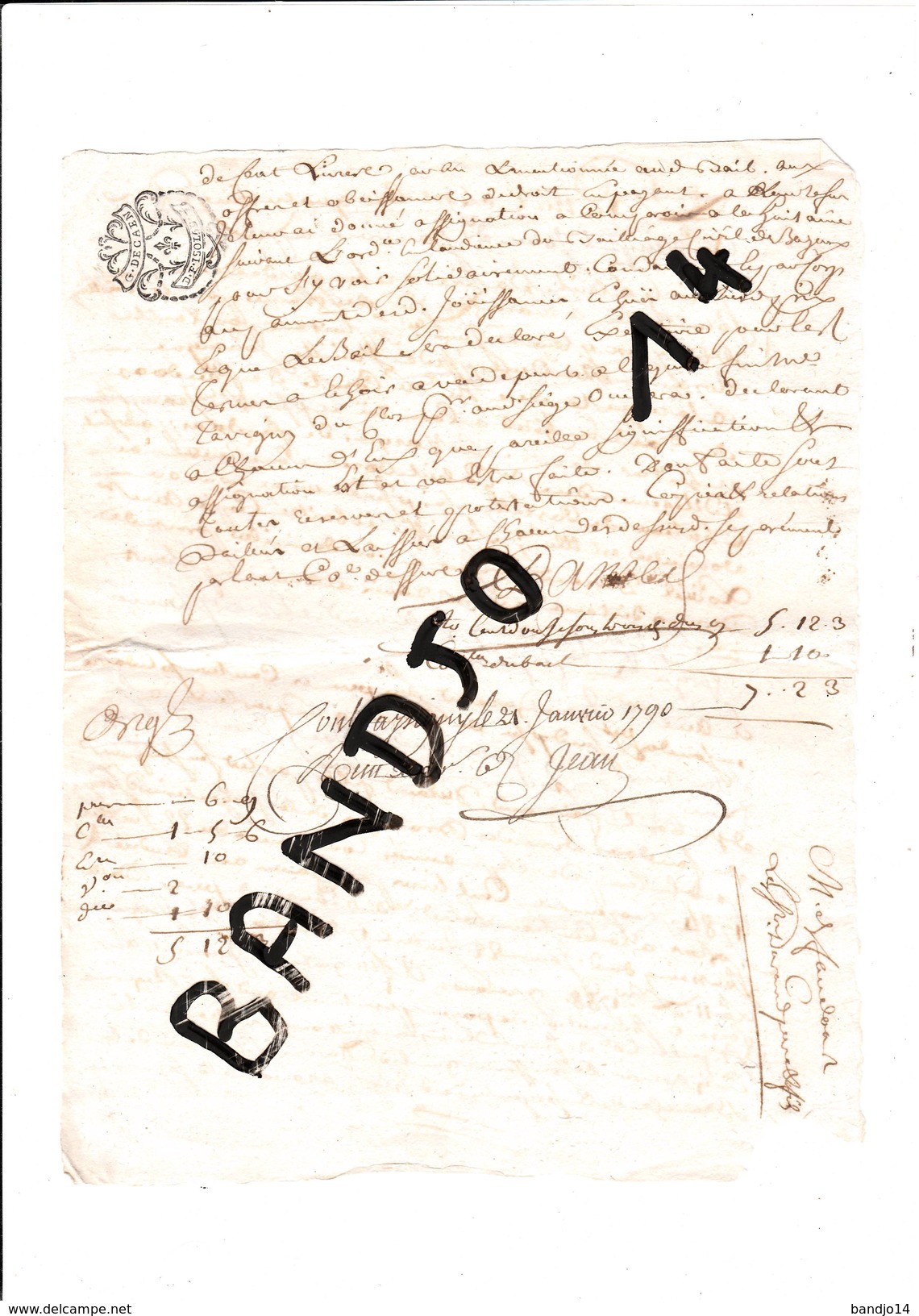 Calvados - 1790-91 - lot de documents relatifs au bail consenti par le comte de Faudoas à la famille Durand de Bernesq