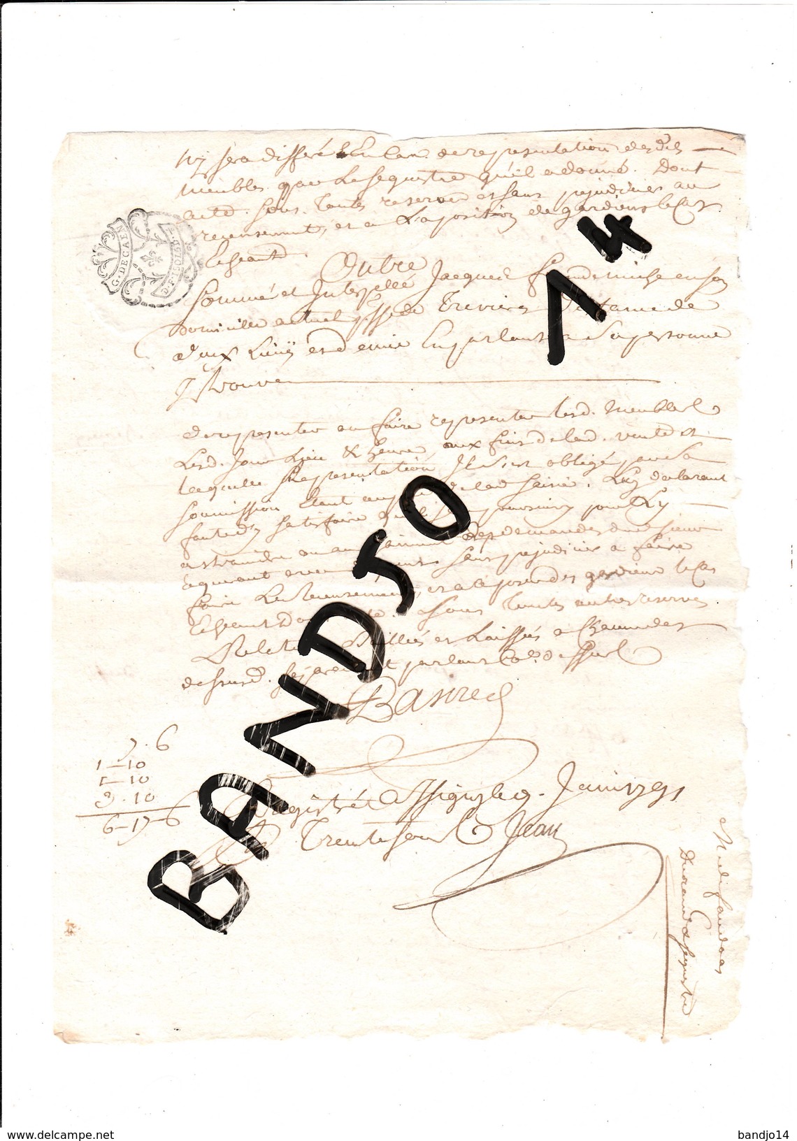 Calvados - 1790-91 - lot de documents relatifs au bail consenti par le comte de Faudoas à la famille Durand de Bernesq