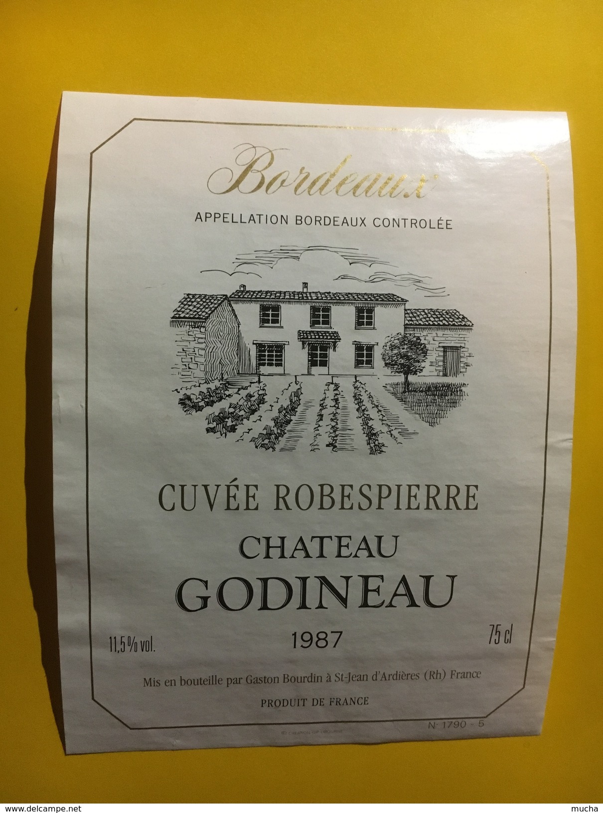 6465 - Château Godineau 1987 Cuvée Robespierre - Bordeaux