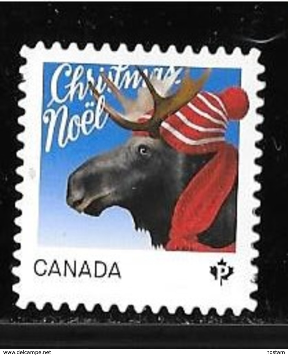 CANADA 2015,  DIE CUT #2881i     CHRISTMAS ANIMALS:  MOOSE   P  RATE  SINGLE   FROM QUARTELY PACK - Single Stamps