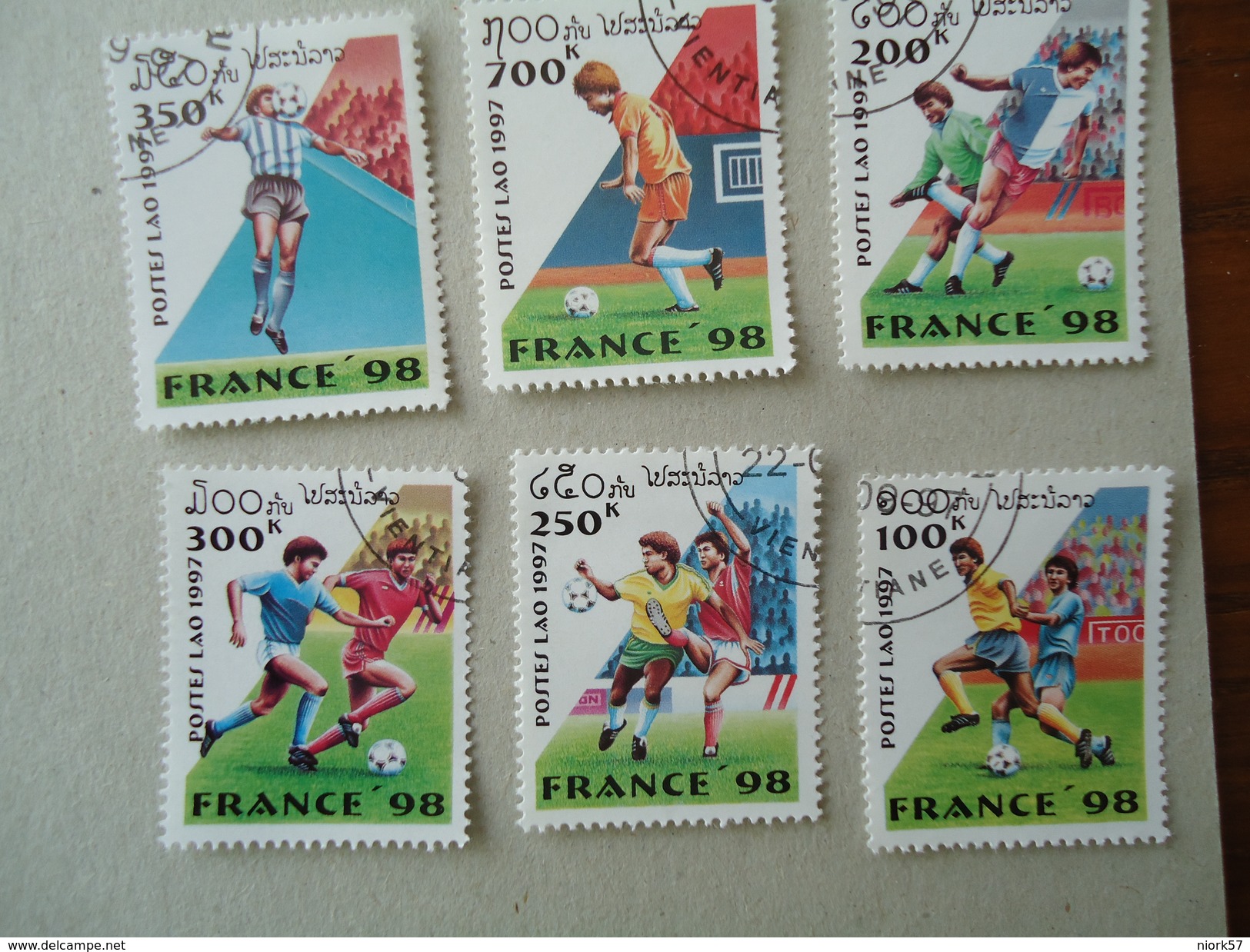 LAOS  USED  SET  STAMPS SPORTS  FOOTBALL FRANCE  98 - Laos