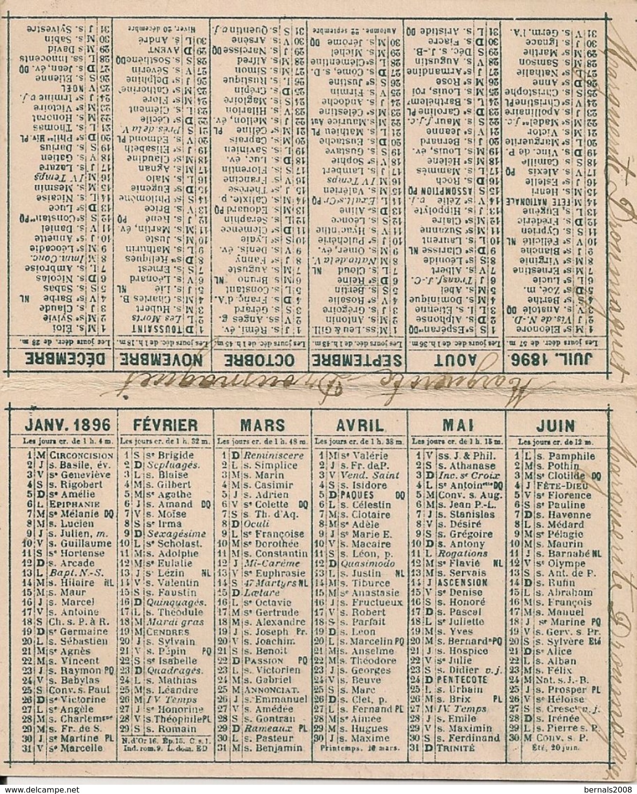 Petit Calendrier, Chromos Publicitaire De 1896 - Formato Piccolo : ...-1900