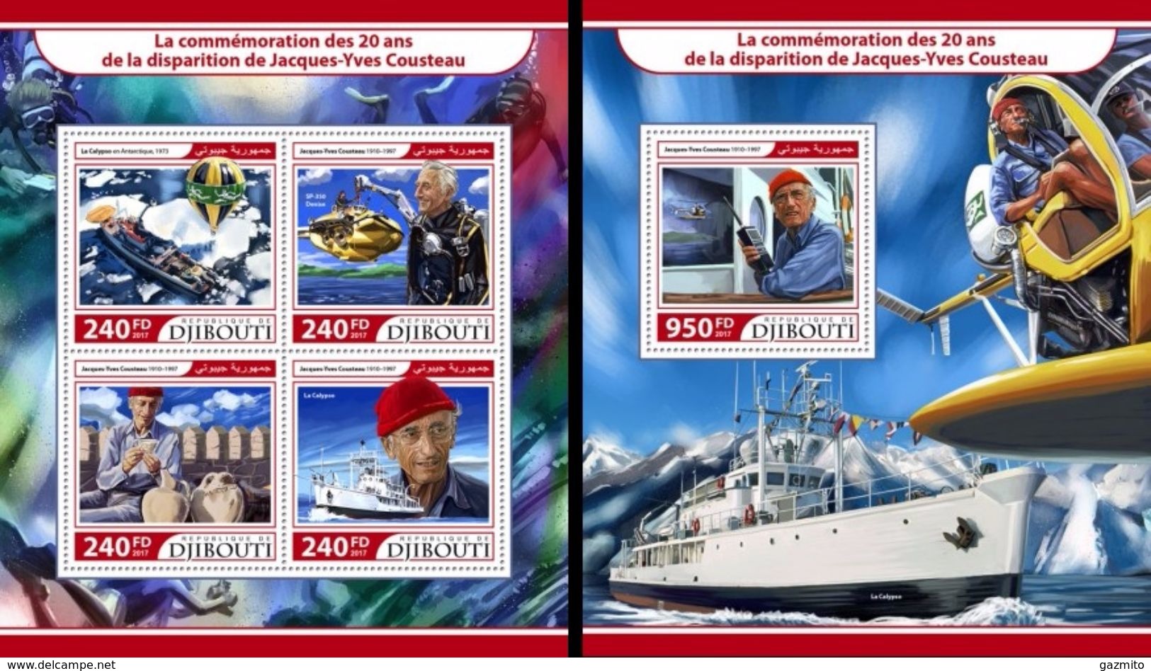 Djibouti 2017, Jacques Cousteau, Ships, 4val In BF +BF - Plongée