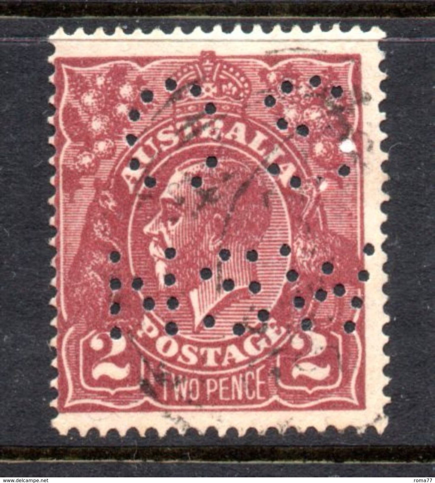 T1398 - NEW SOUTH WALES  AUSTRALIA , Head  Servizio Perforato OS NSW  : Il 2  Pence  Fil  Crown On A Usato - Usati