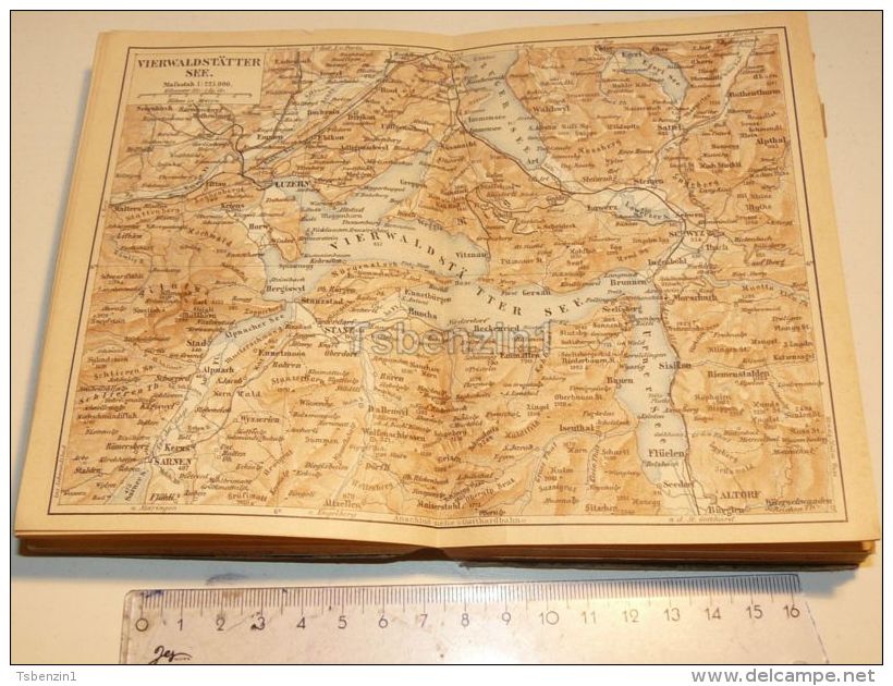 Luzern Vierwaldstatter See Brunnen Flüelen Stanz Egeri Lowerz Steinen Sisikon Schweiz Suisse Map Karte 1886 - Landkarten