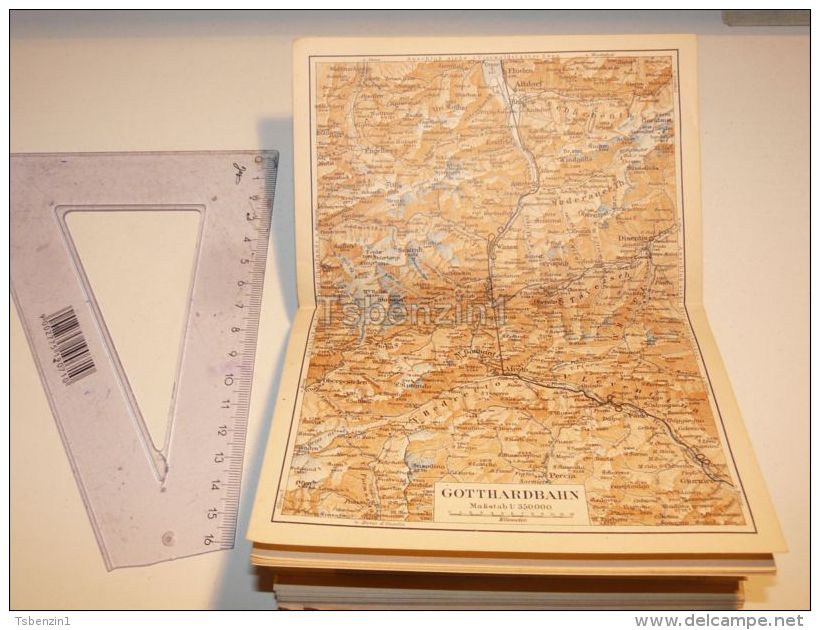 GotthardbahnAltdorf Erstfeld Disentis Airolo St. Gotthard Hospenthal  Schweiz Suisse Map Karte 1886 - Cartes Géographiques
